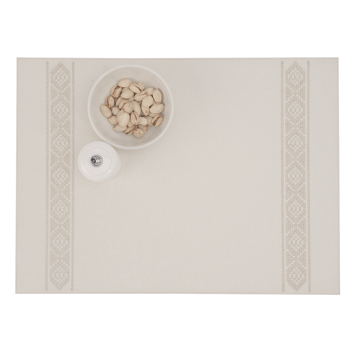 Victoria Rectangle Placemat With Embroidery Ethnic/Beige Stitch