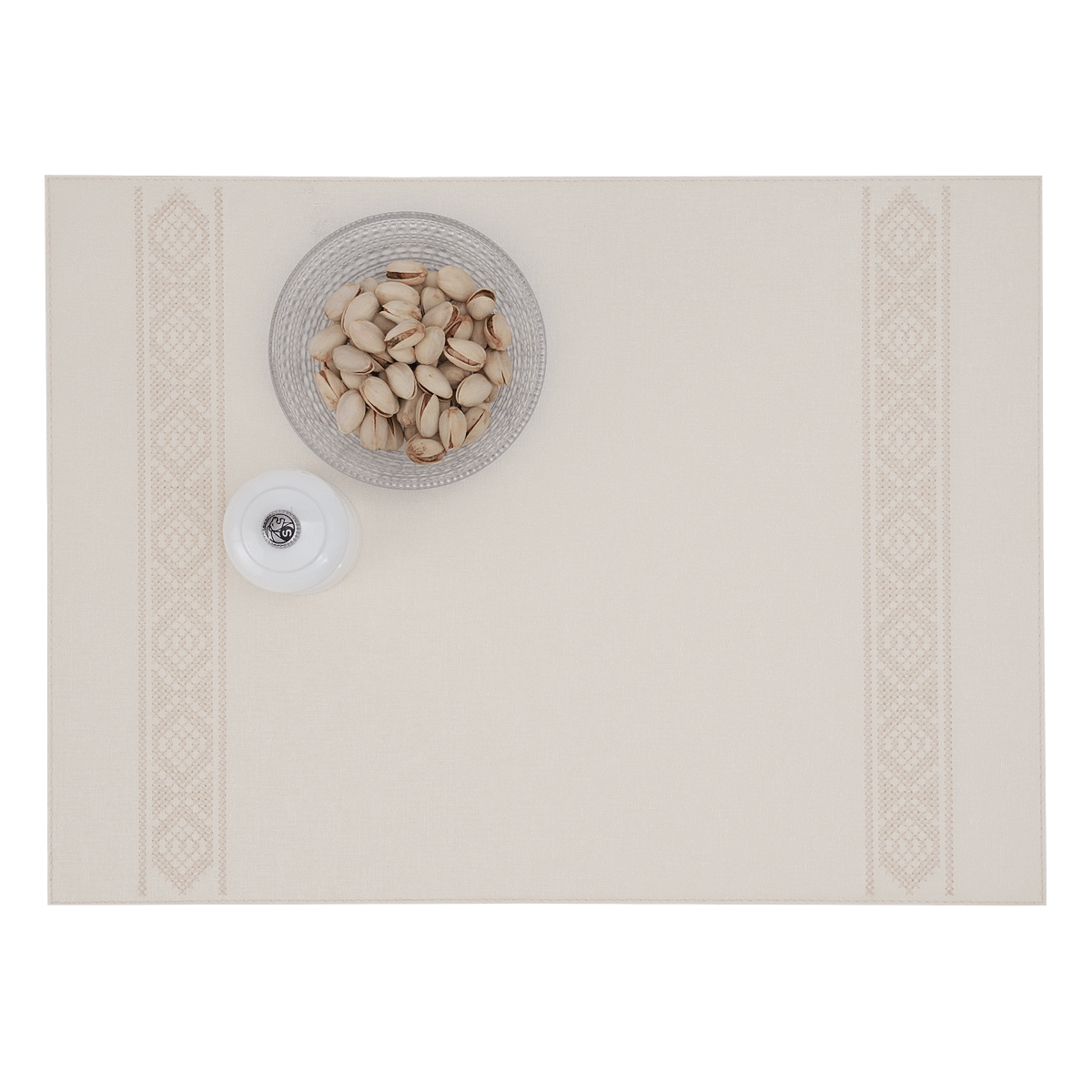 Victoria Rectangle Placemat With Embroidery Ethnic/Beige Stitch