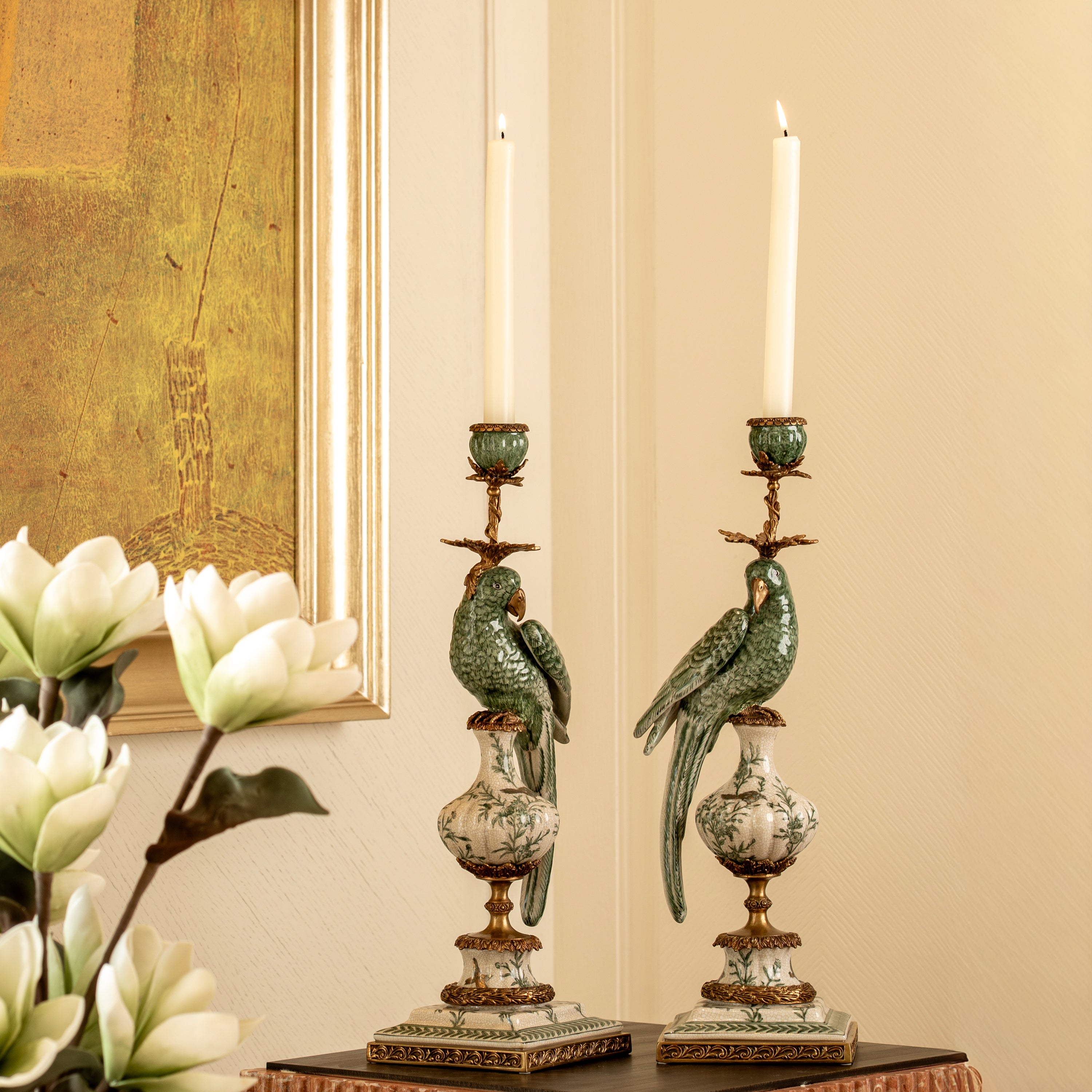 Elegant Eden Bird Facing West Taper Candle Holder