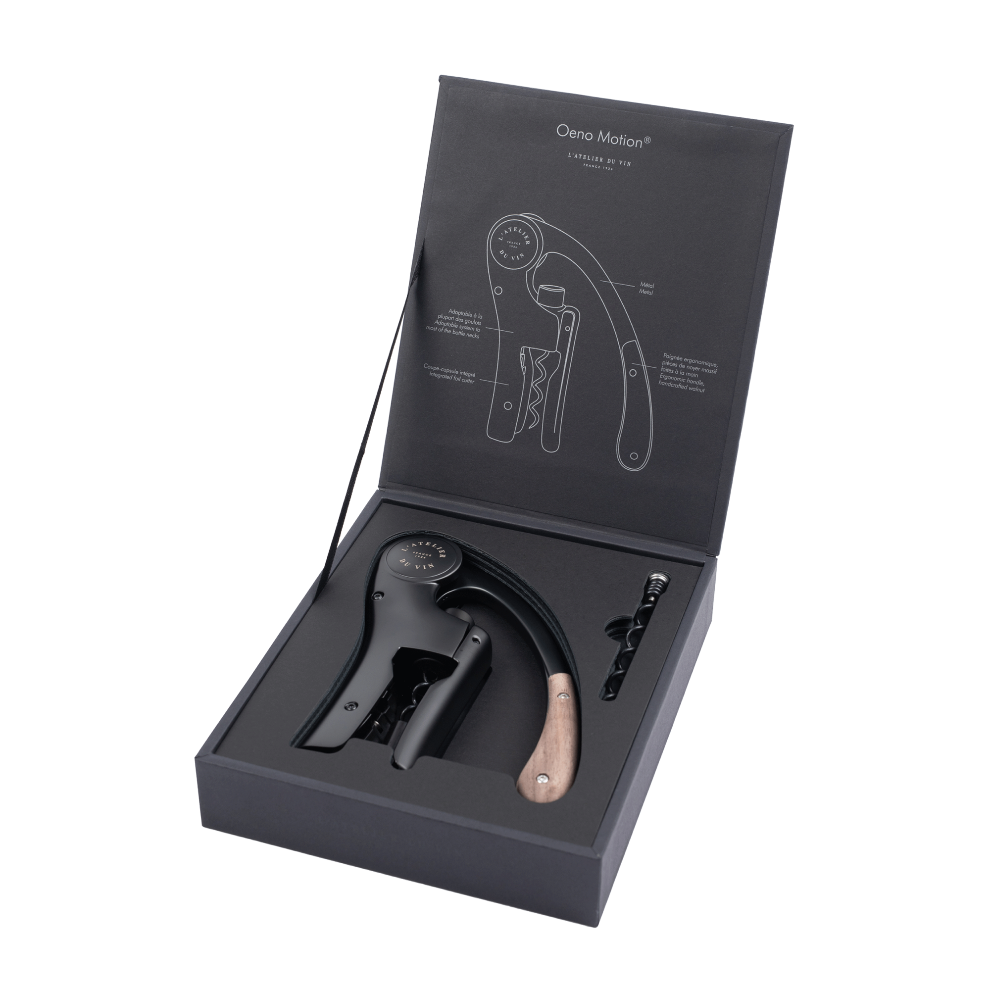 Oeno Motion Wood & Black Lever Corkscrew