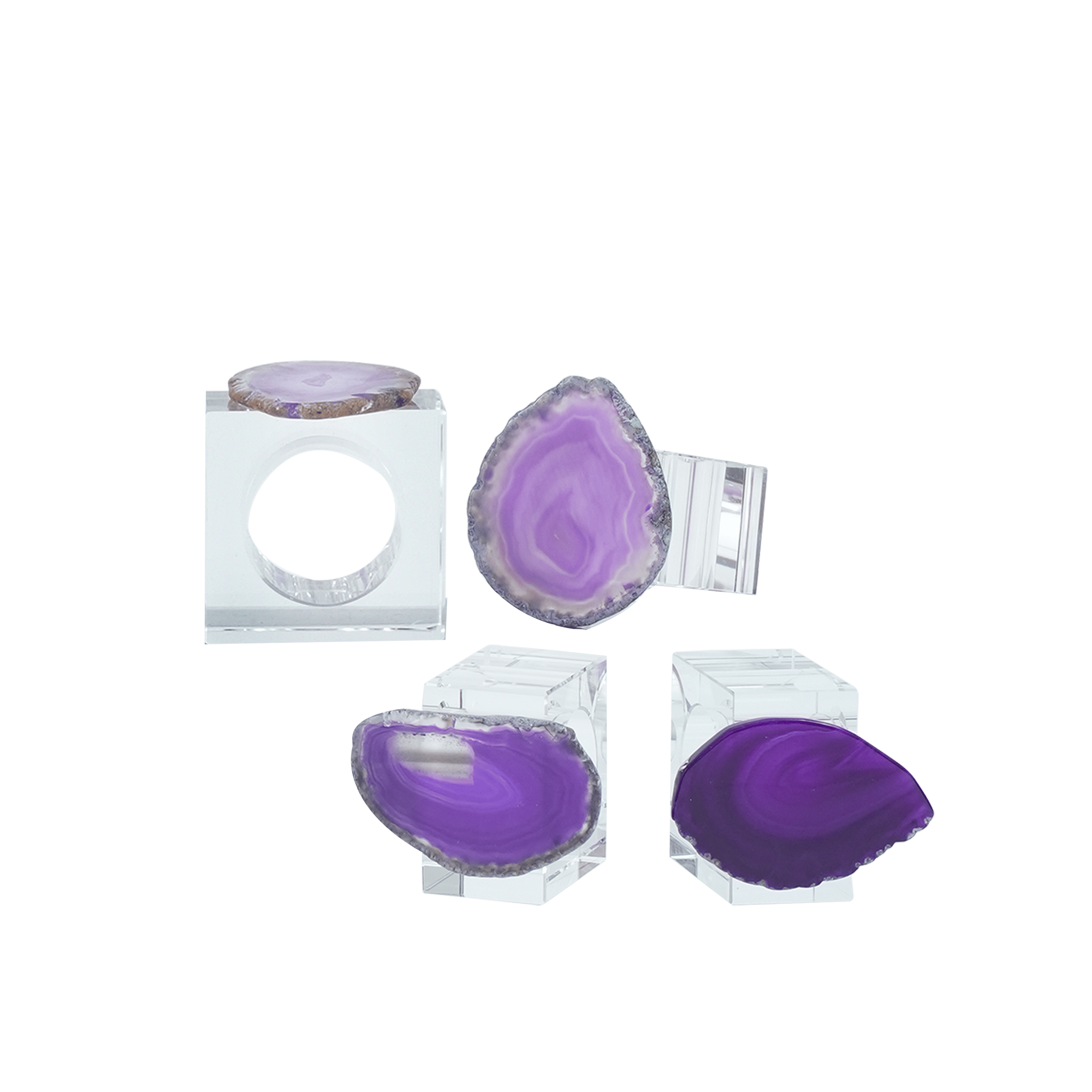 Crystaluxe Agate Napkin Ring S/4