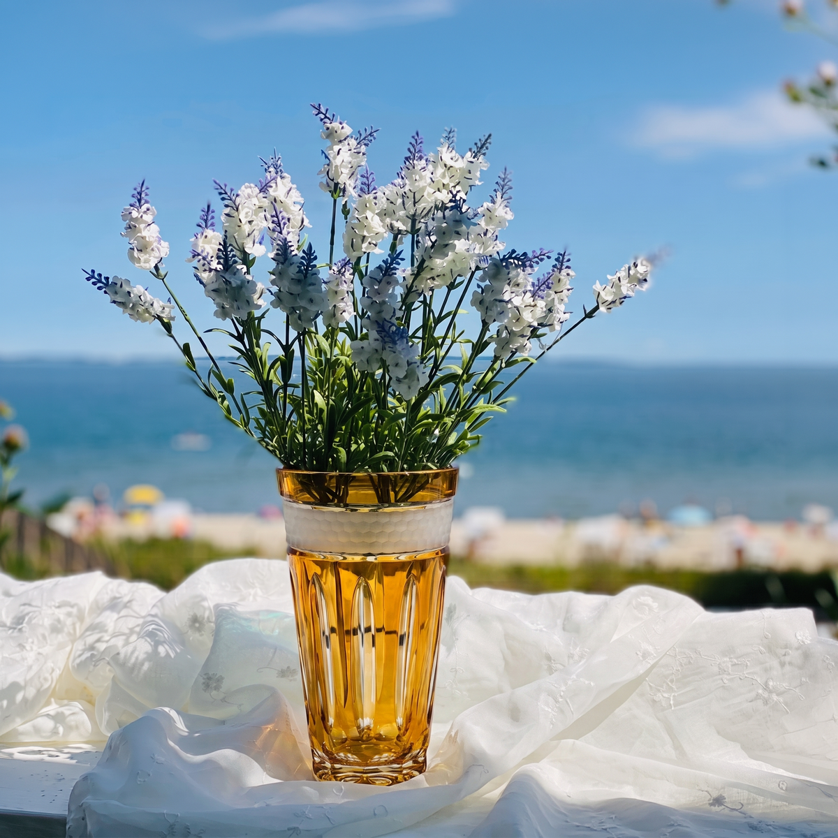 Crystal Bloom Amber Vase
