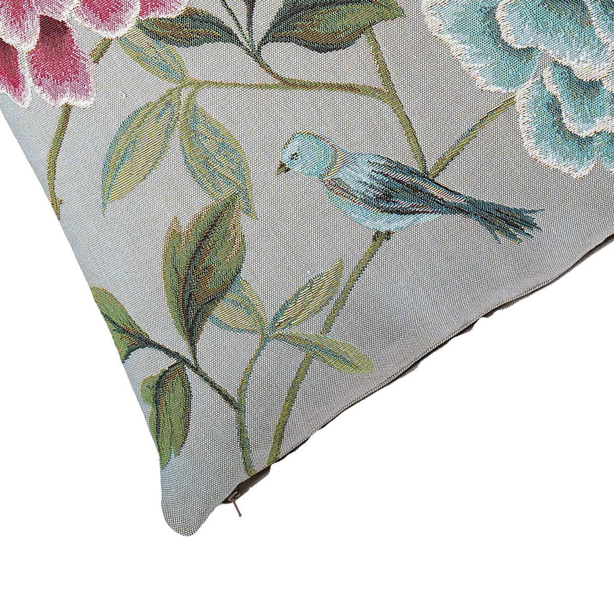 Blue Birds Flowers Tapestry Cushion Cover