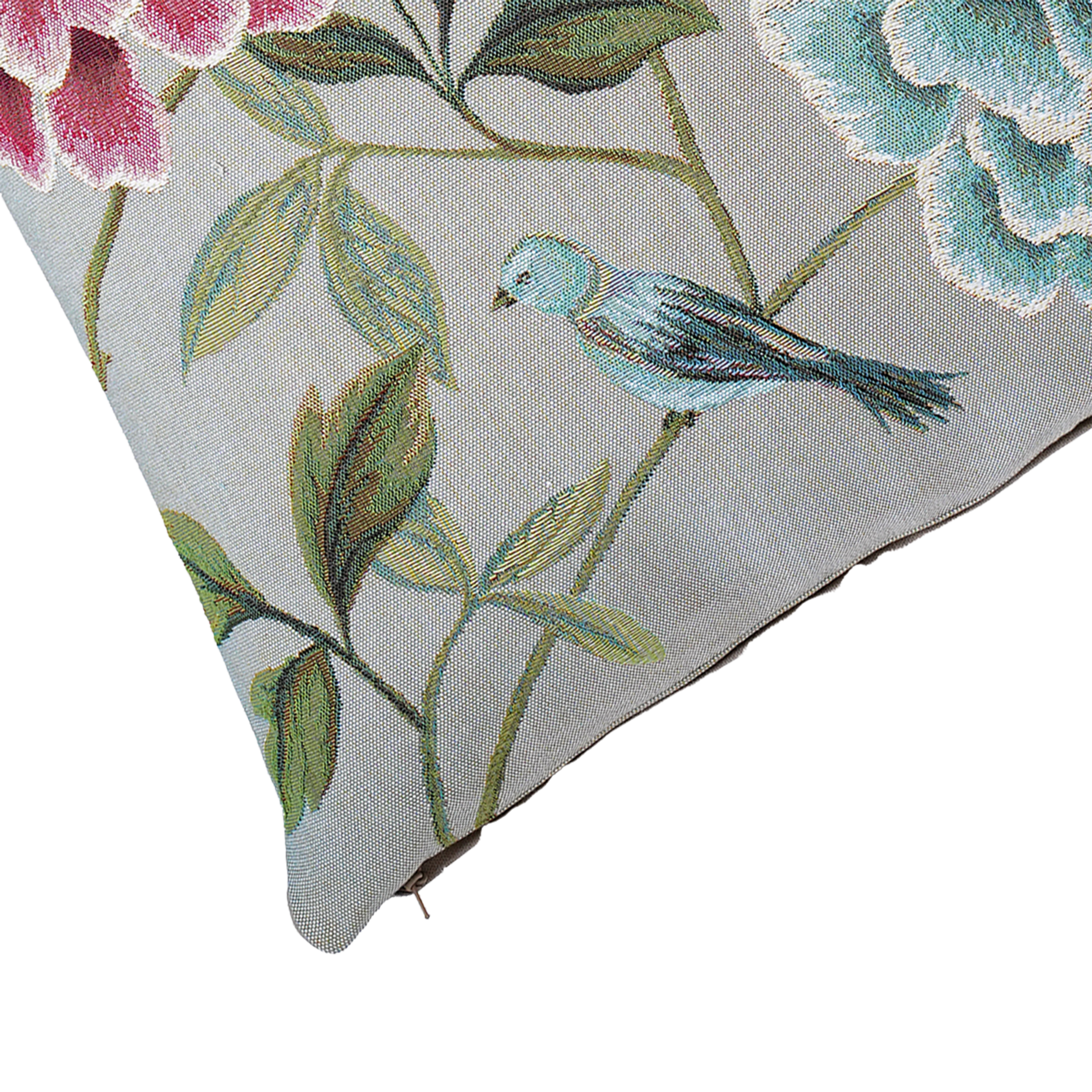 Blue Birds Flowers Tapestry Cushion Cover
