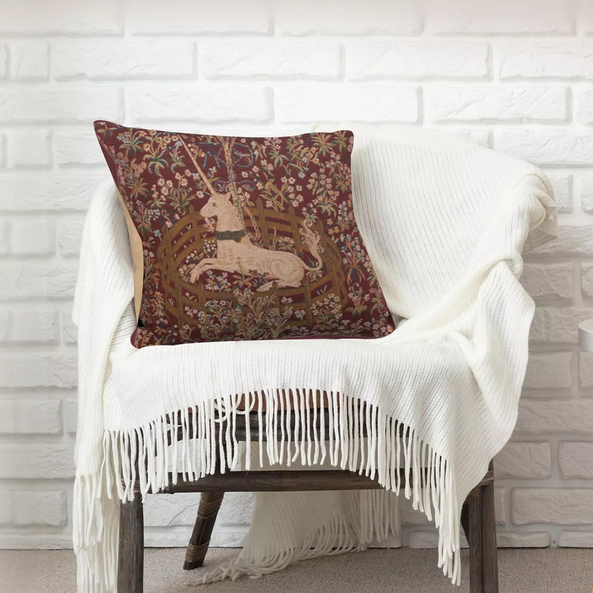 Unicorn at the Fountain Cushion Cover