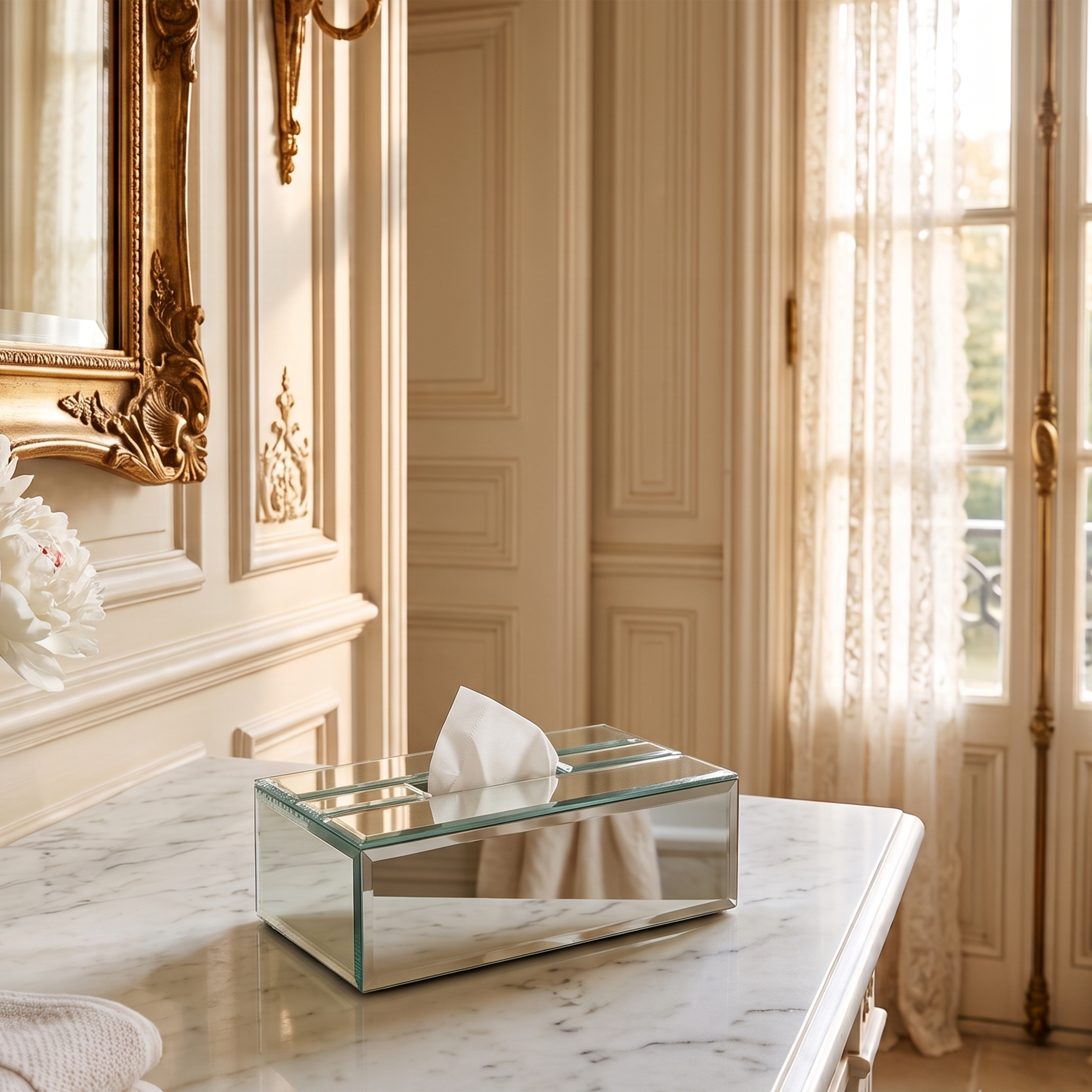 Clear Mirror Tissue Box