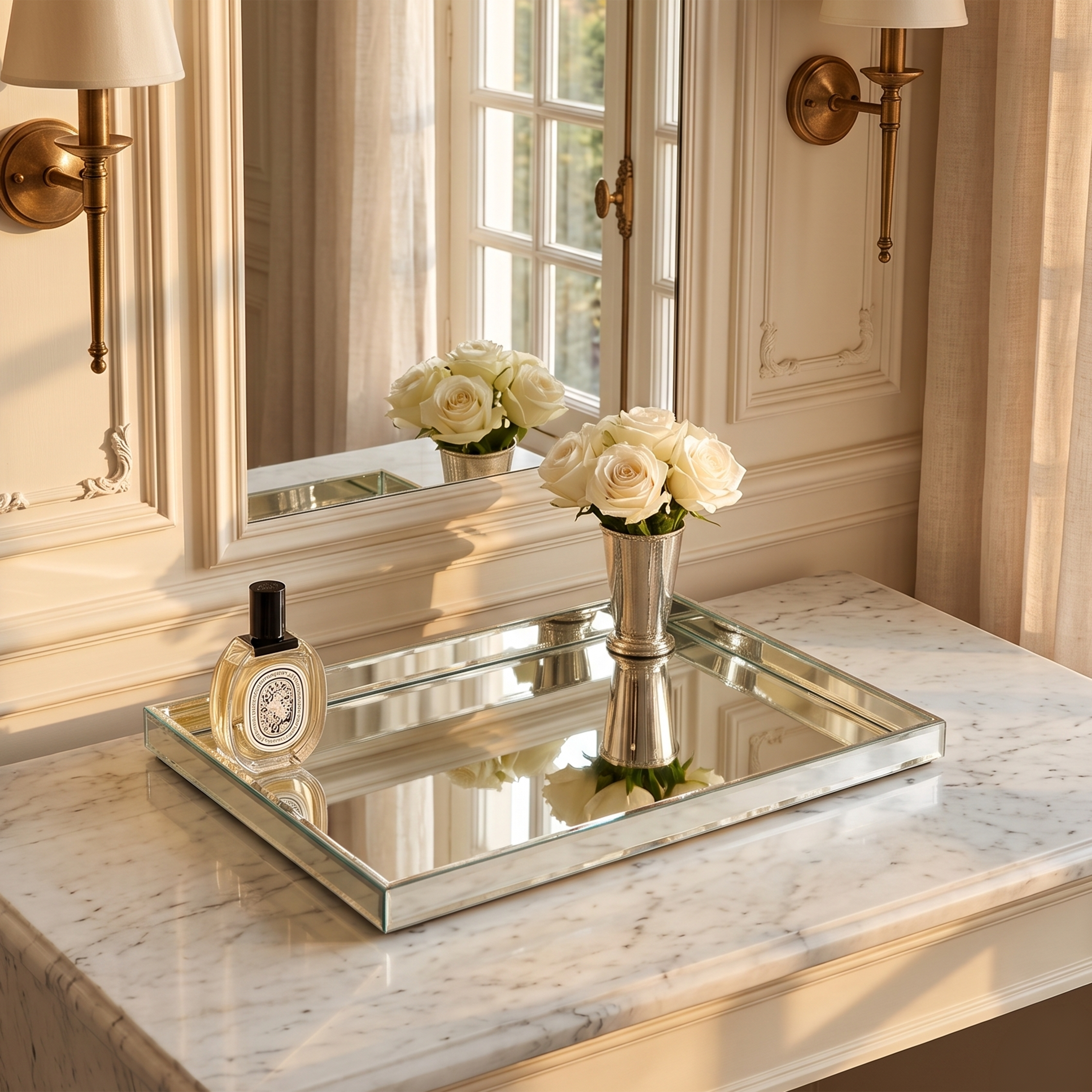 Clear Mirror Vanity Tray