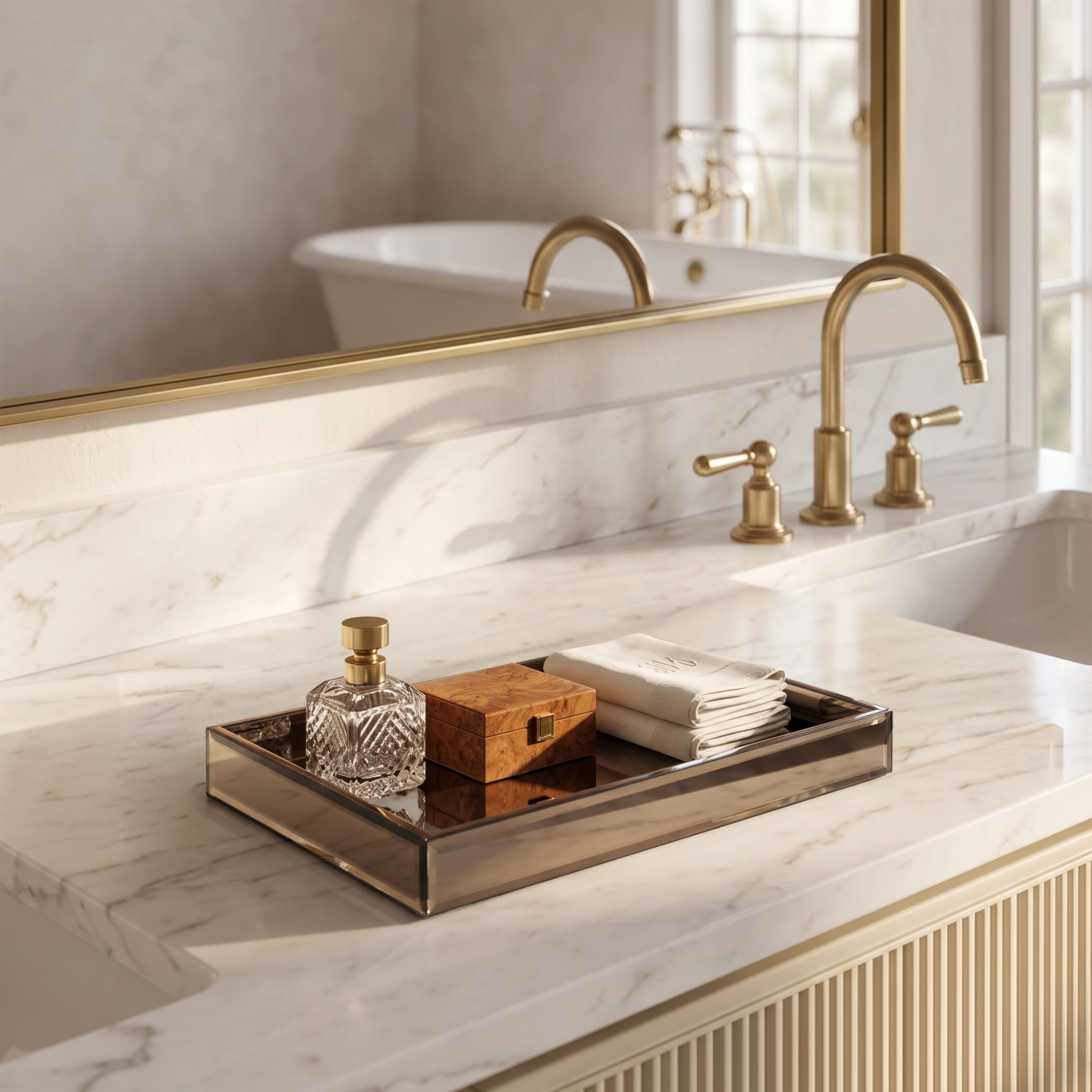 Brown Mirror Vanity Tray