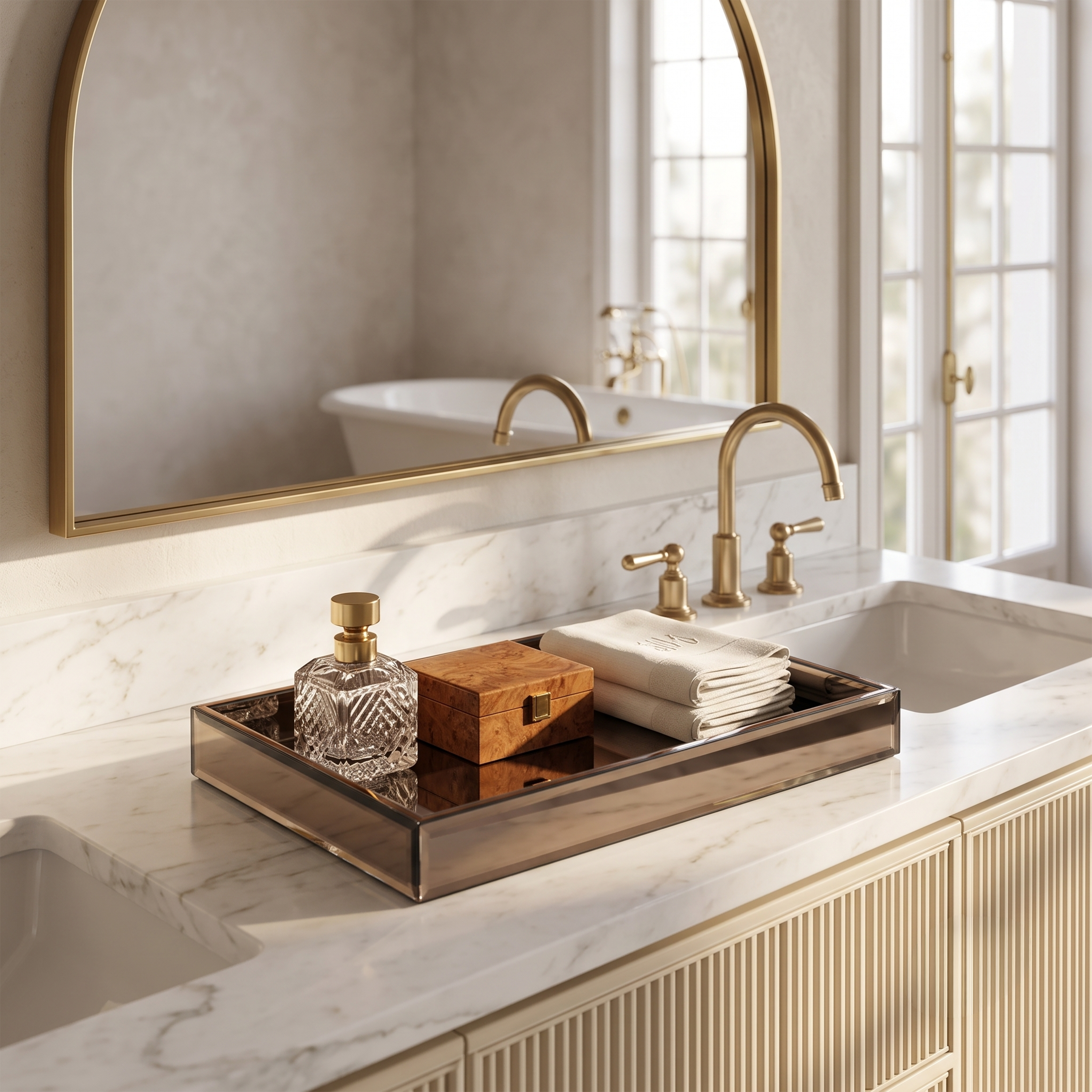 Brown Mirror Vanity Tray