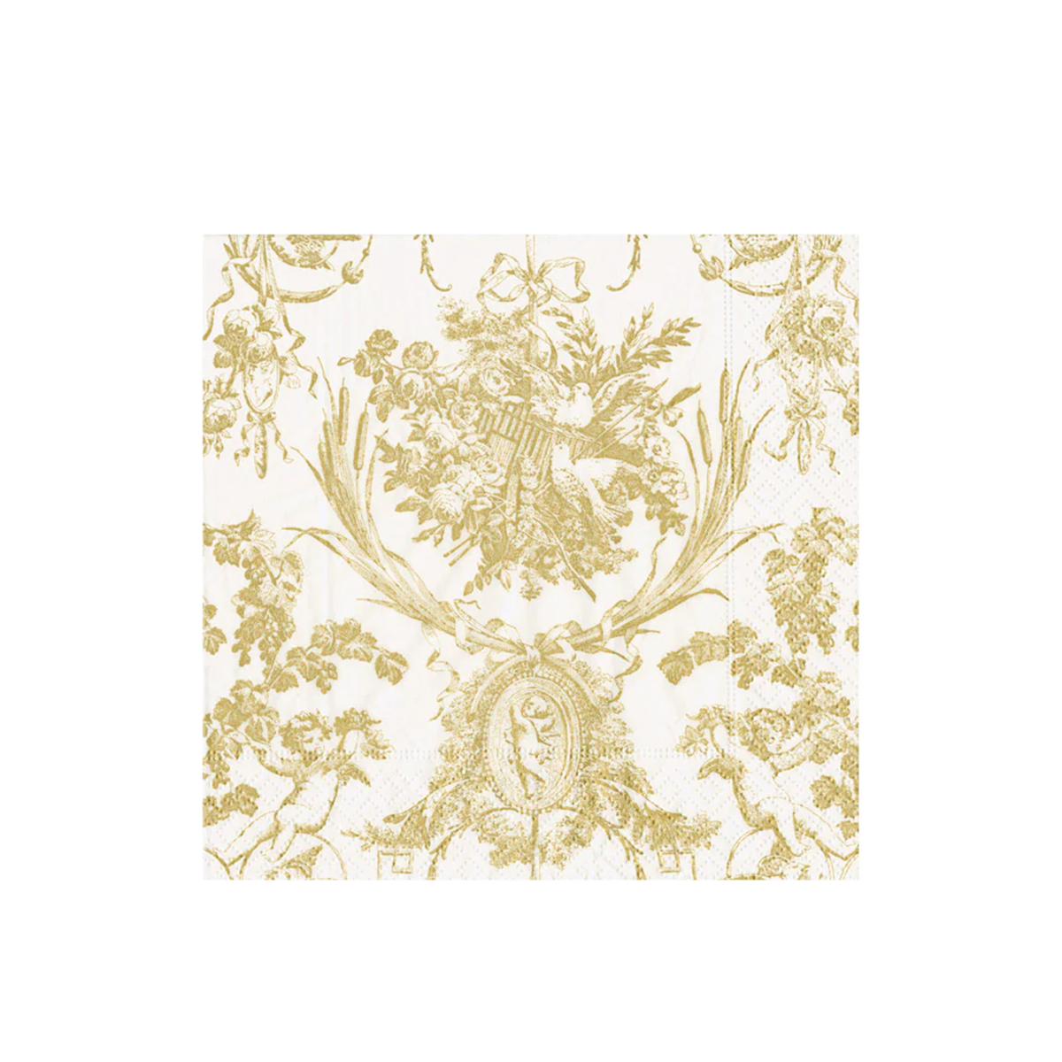 Romantic Toile Gold Paper Napkins