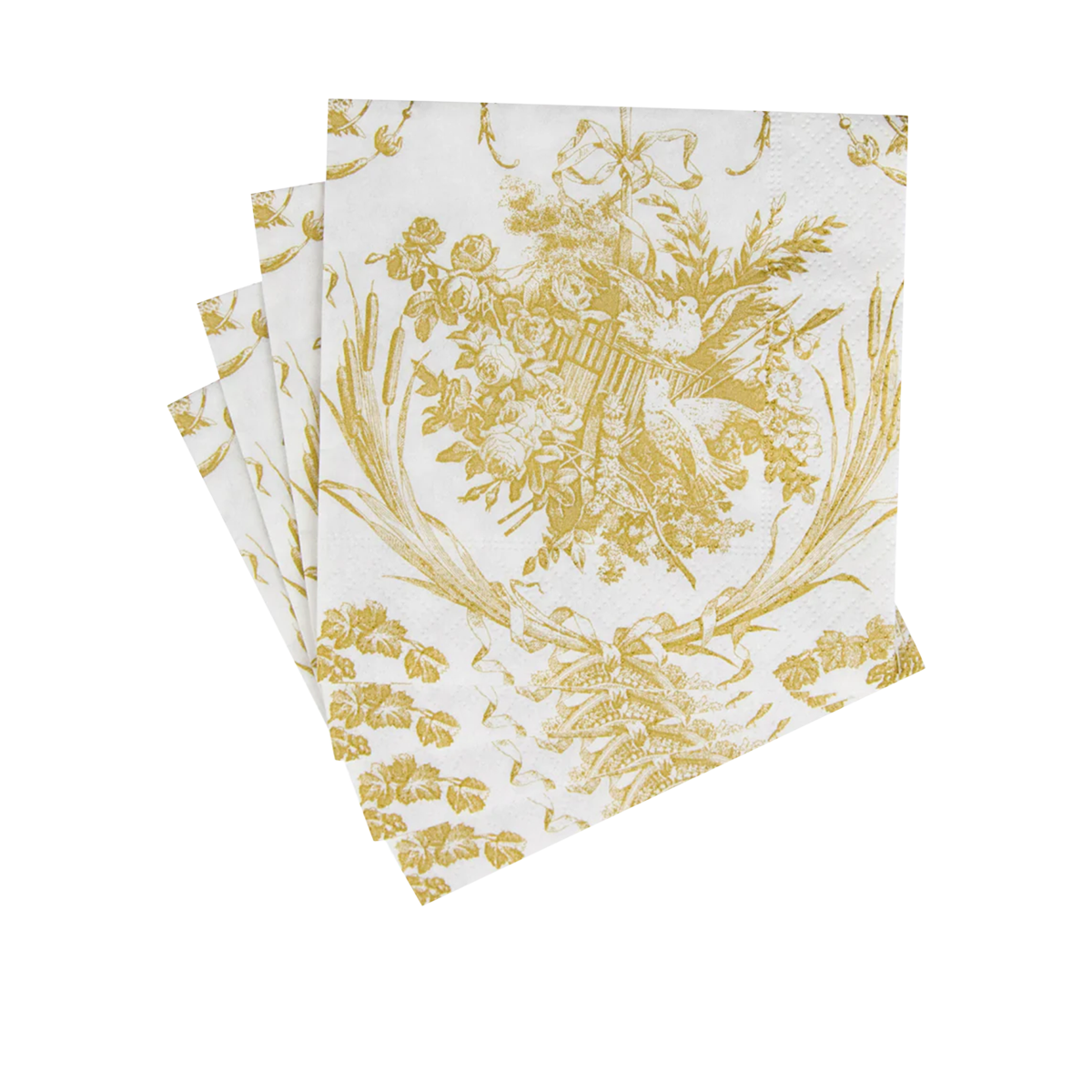 Romantic Toile Gold Paper Napkins