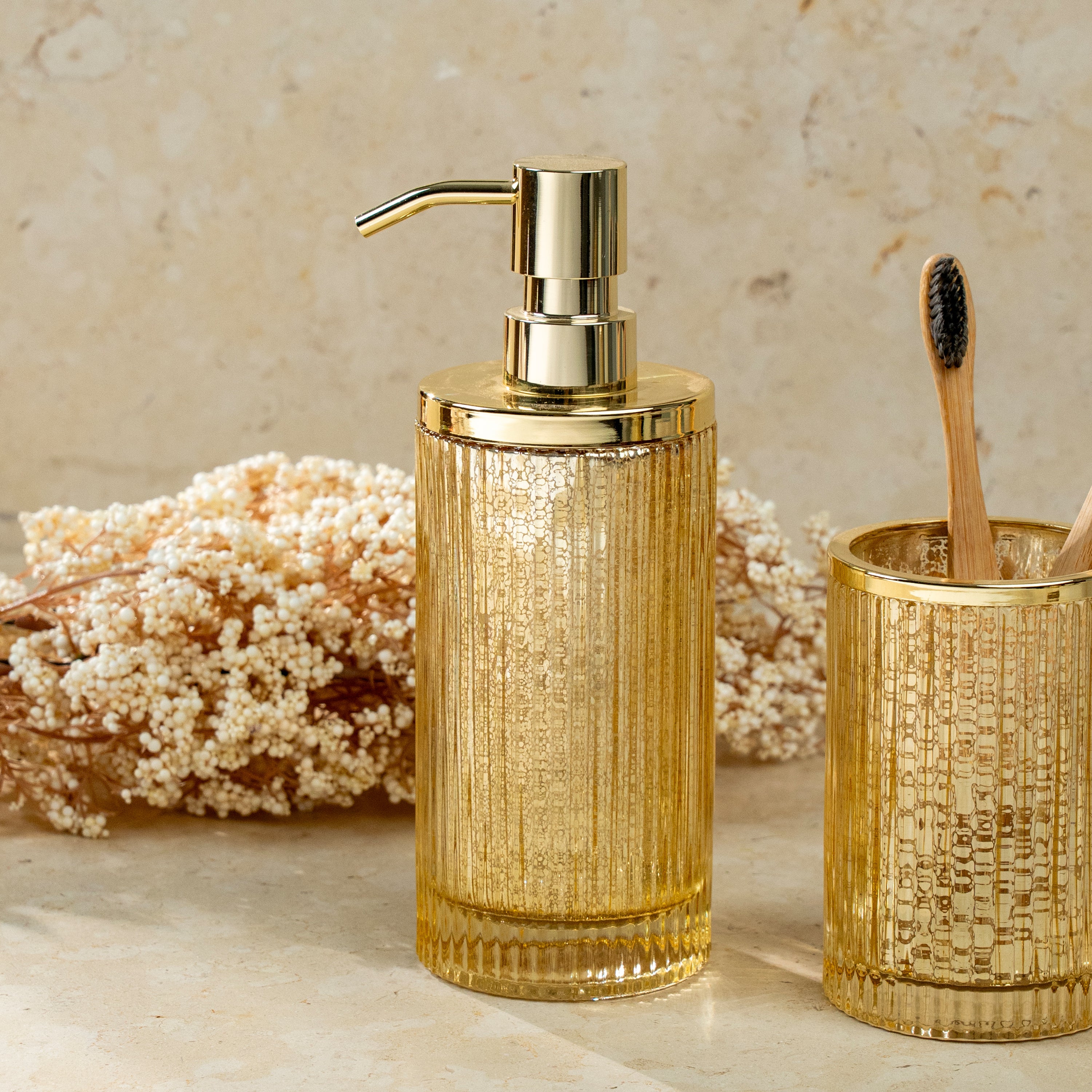 Ridged Gold Soap Dispenser