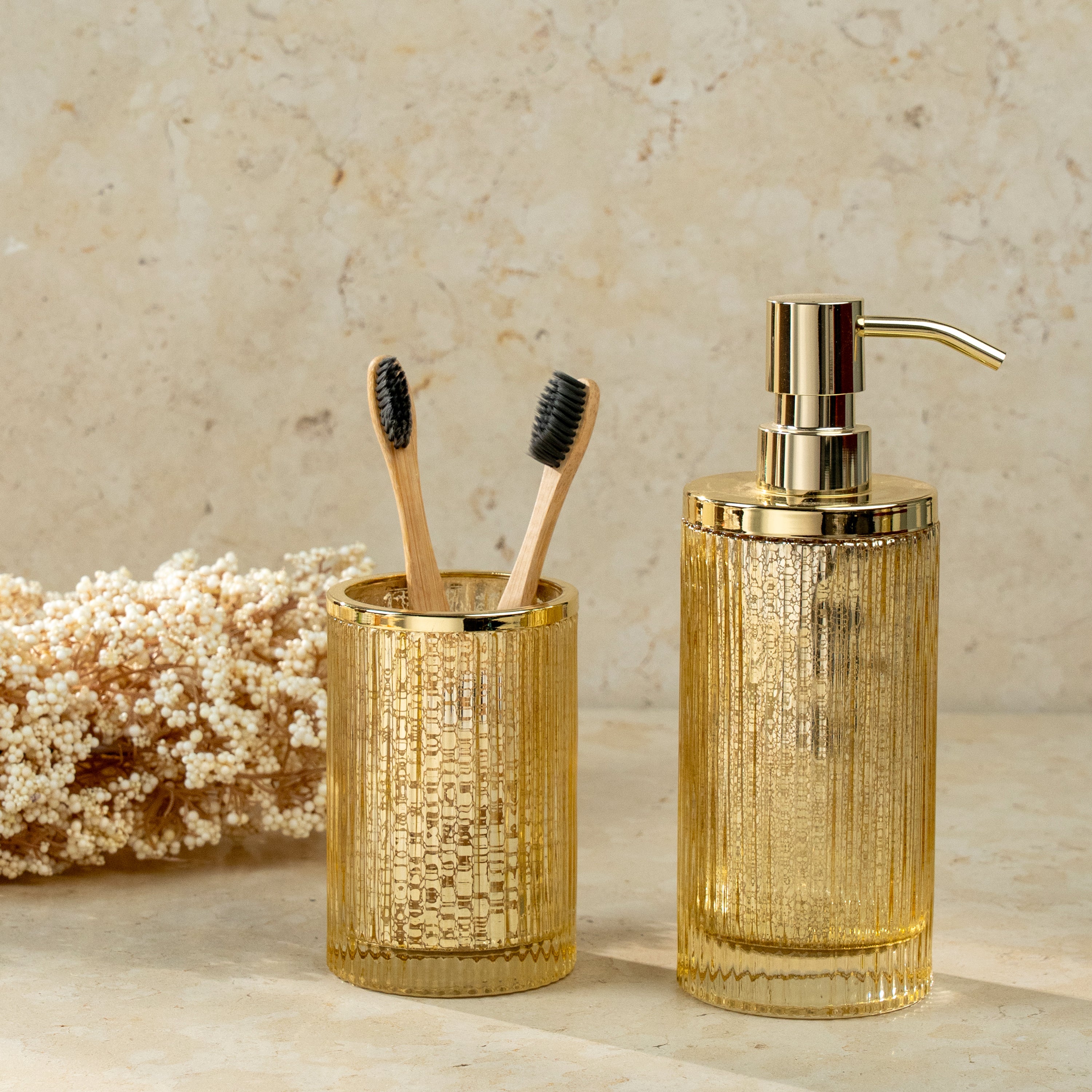 Ridged Gold Bath Tumbler