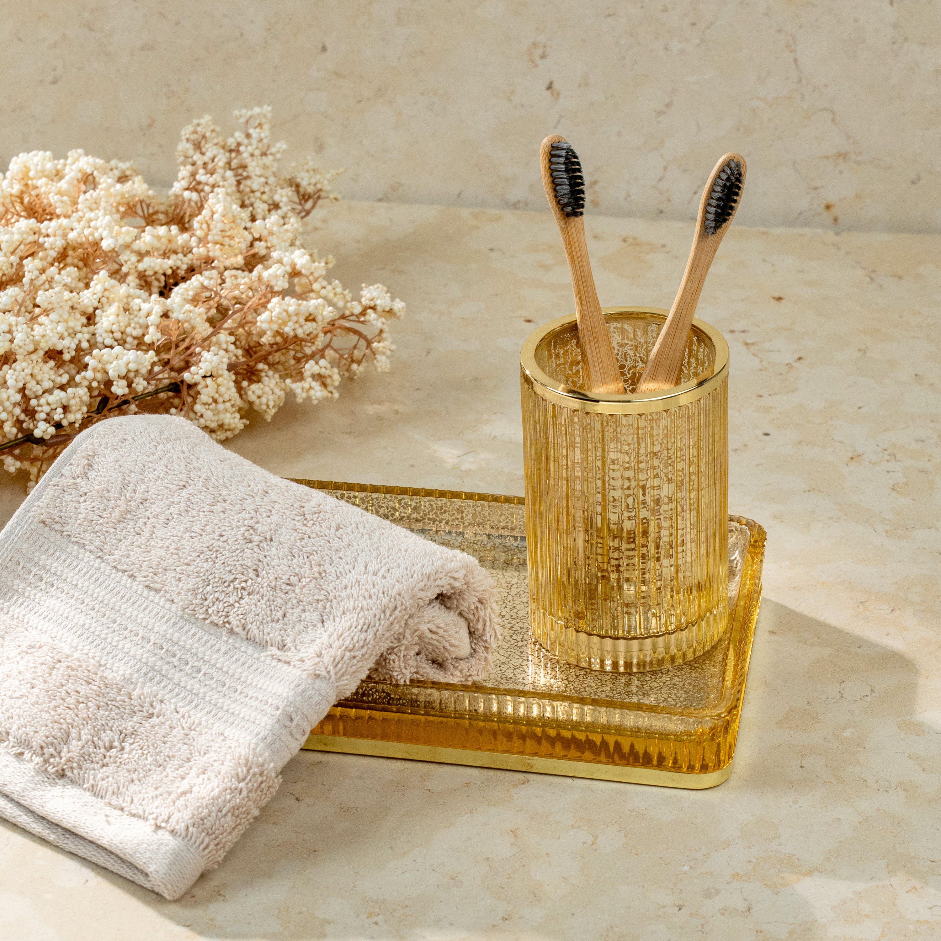 Ridged Gold Vanity Tray
