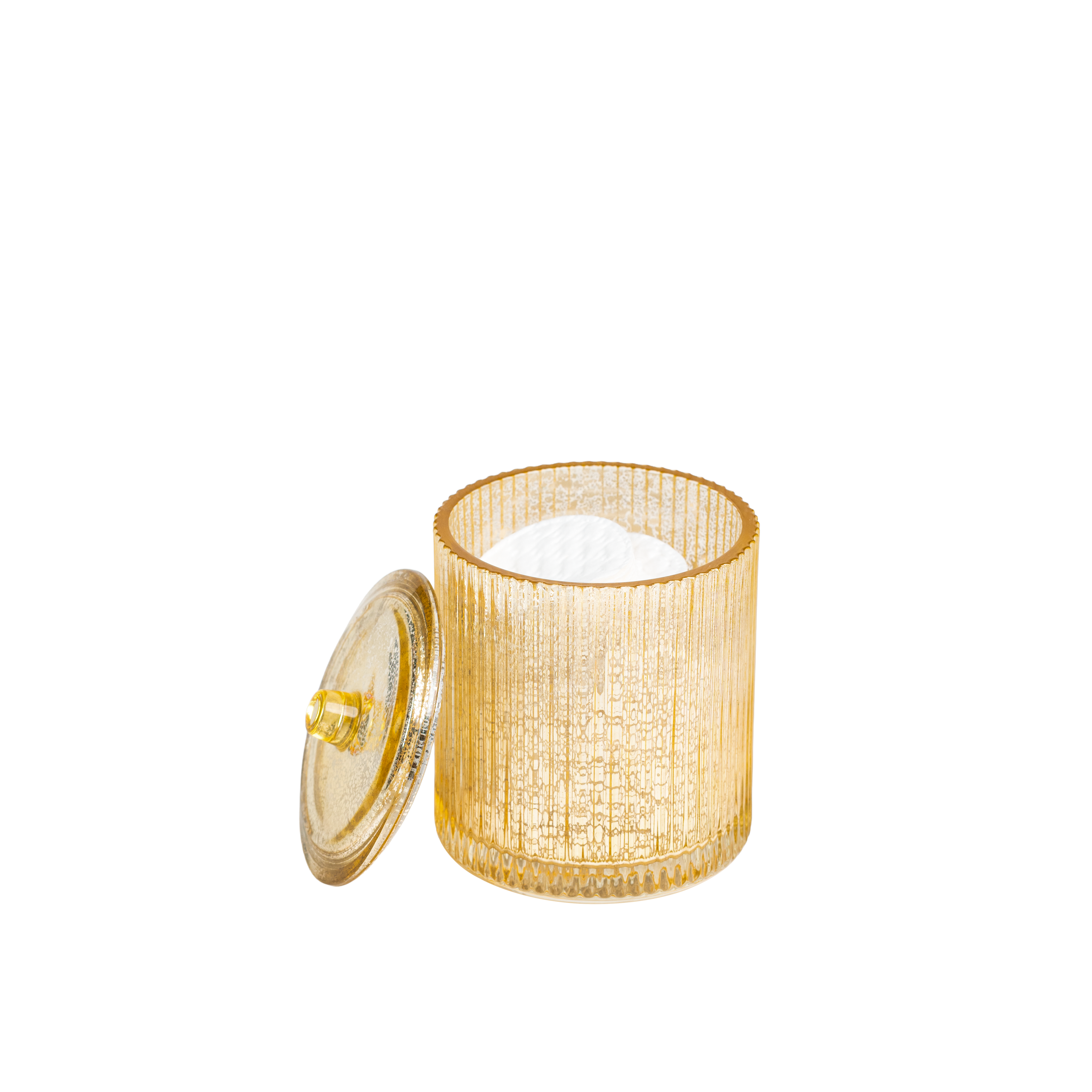 Ridged Gold Cotton Jar