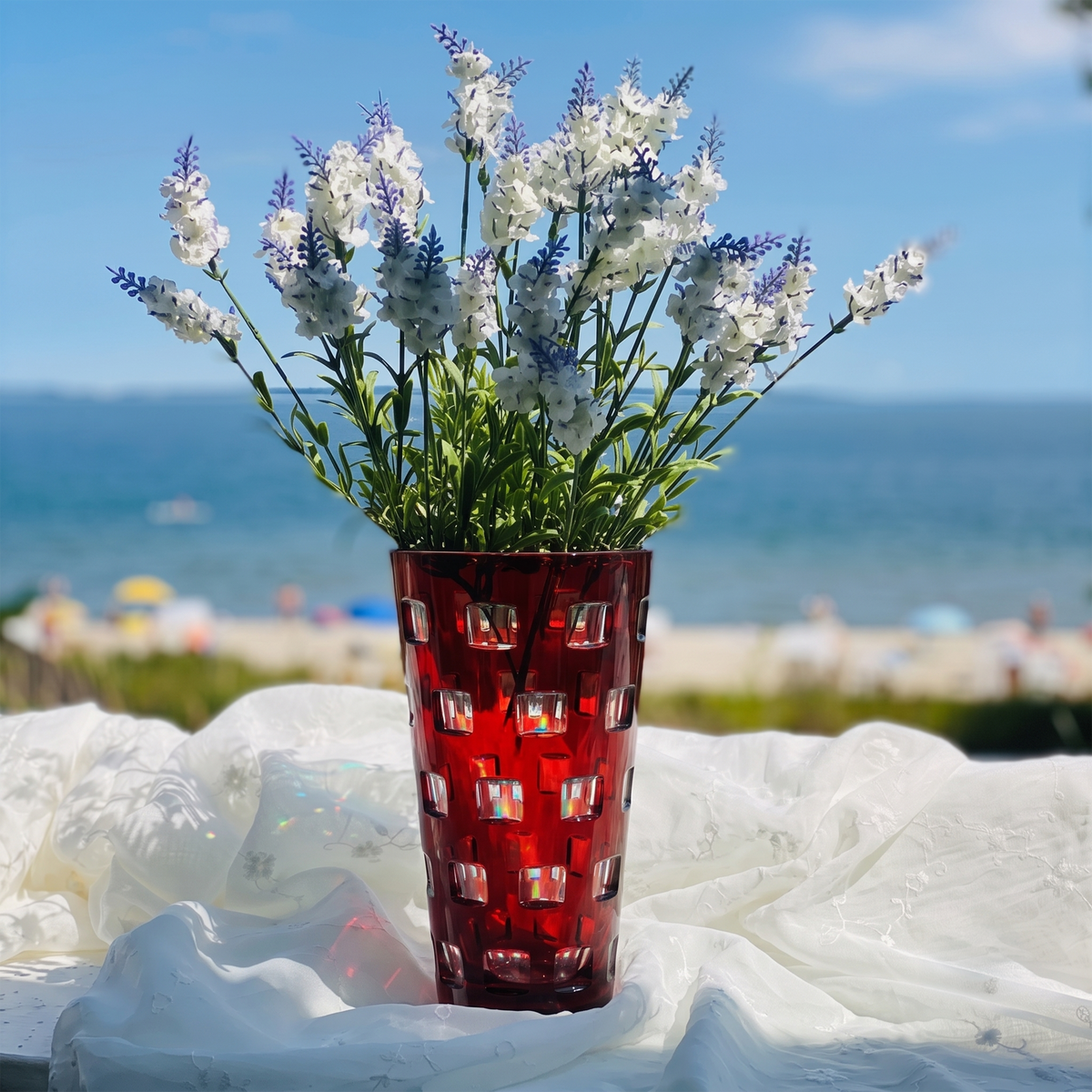 Crystal Quadro Rubin Vase