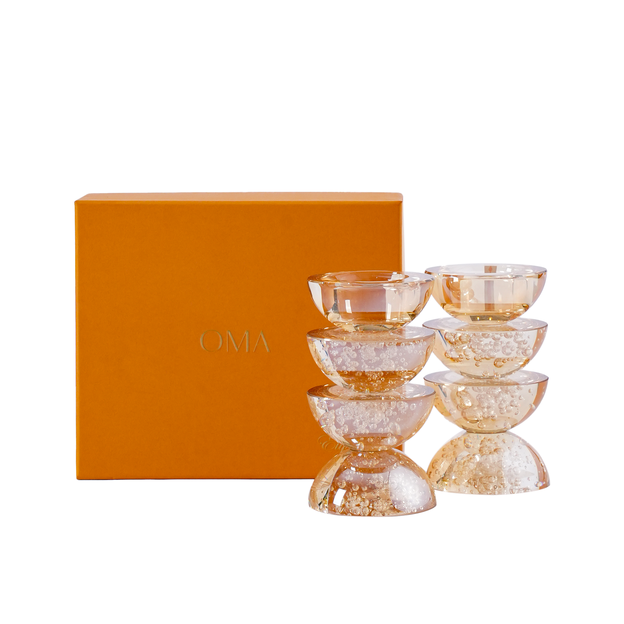 Calcite Taper Candle Holder Champagne