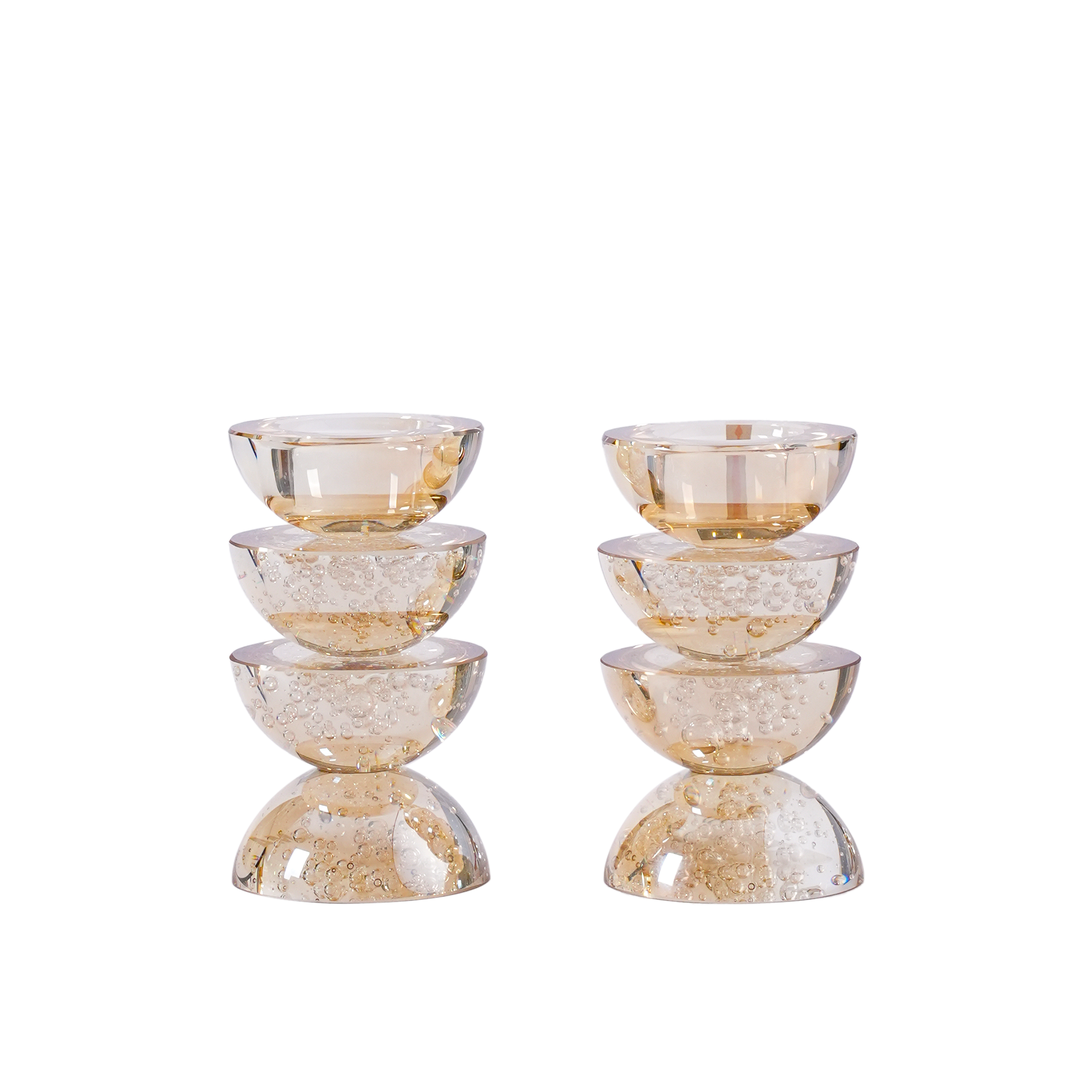 Calcite Taper Candle Holder Champagne