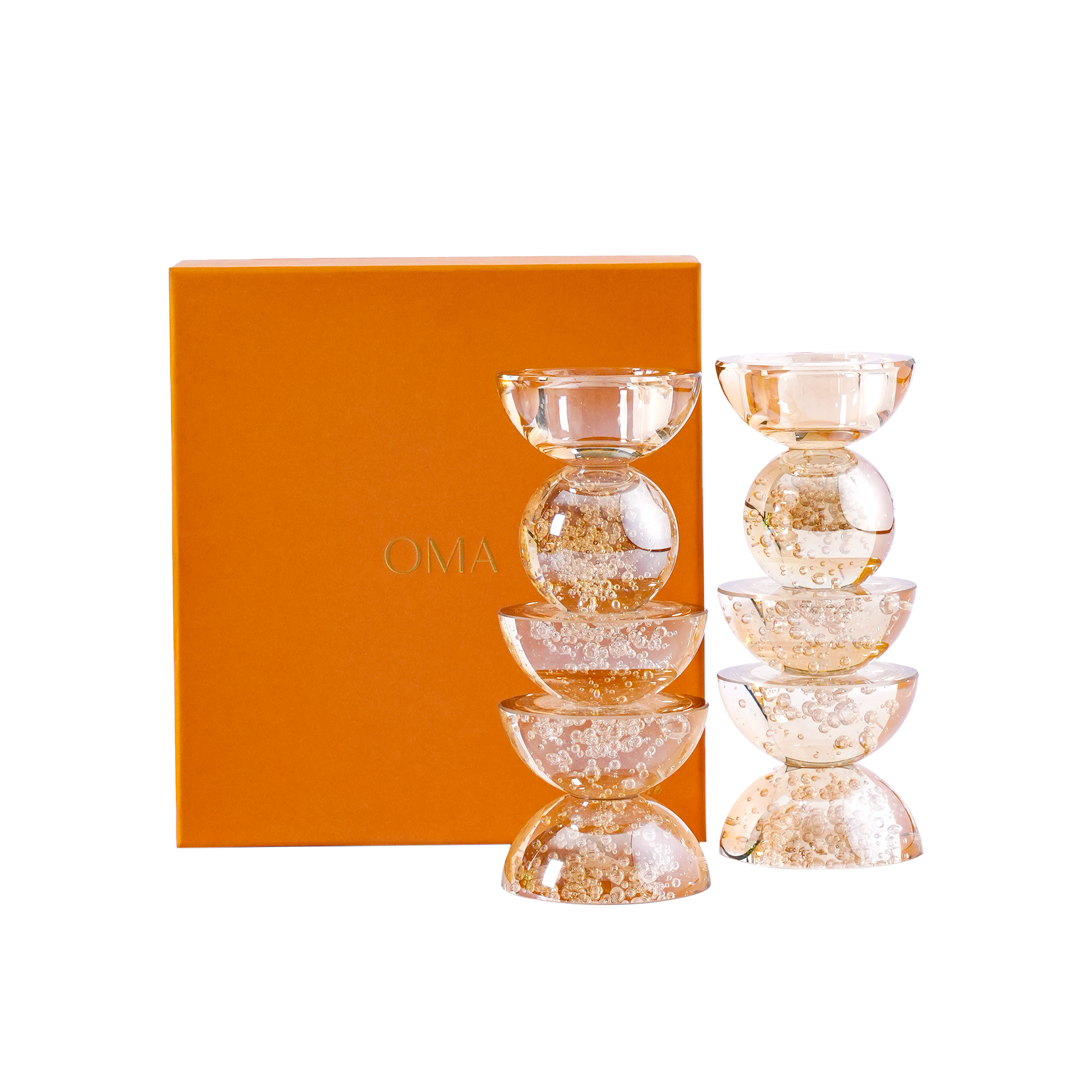 Calcite Taper Candle Holder Champagne