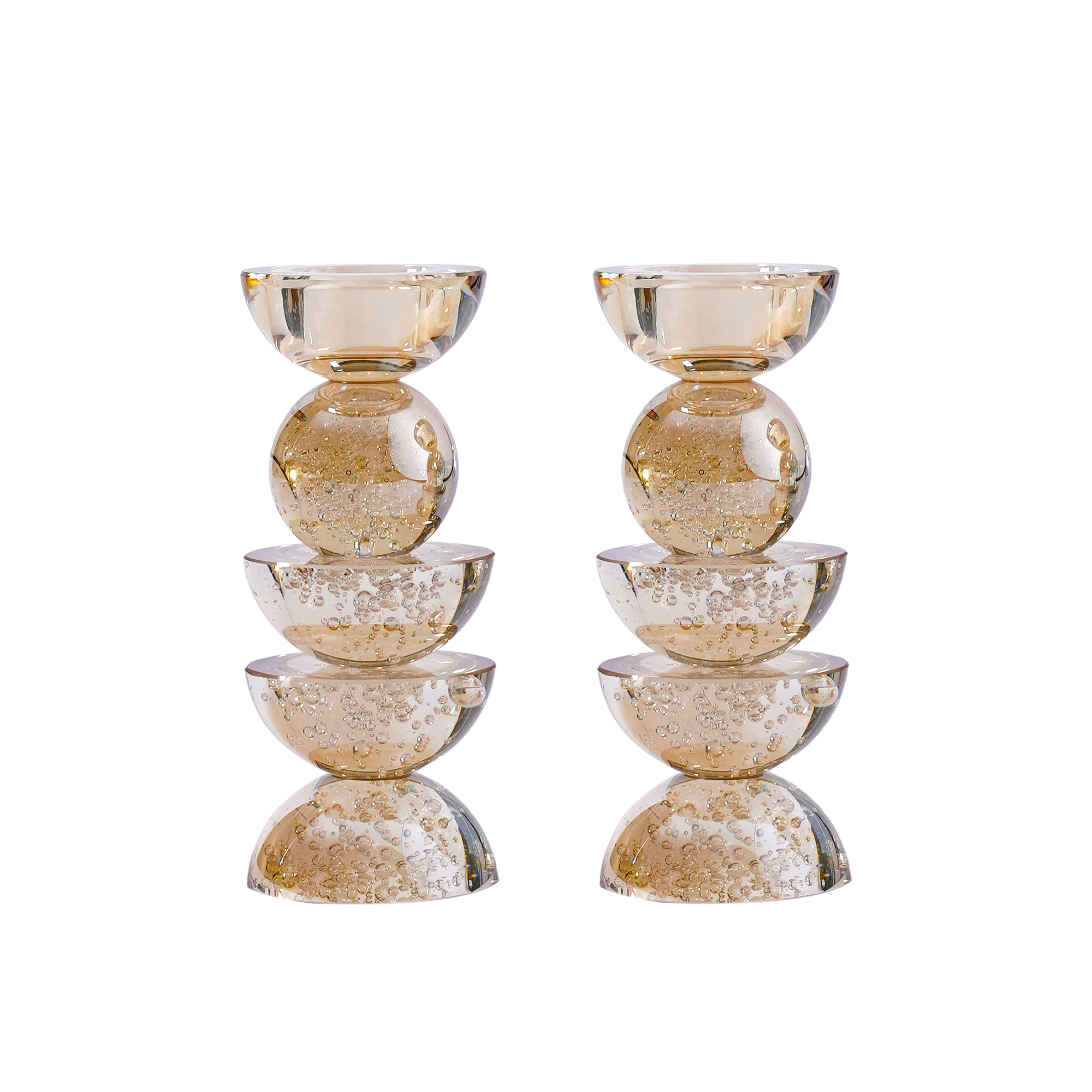 Calcite Taper Candle Holder Champagne