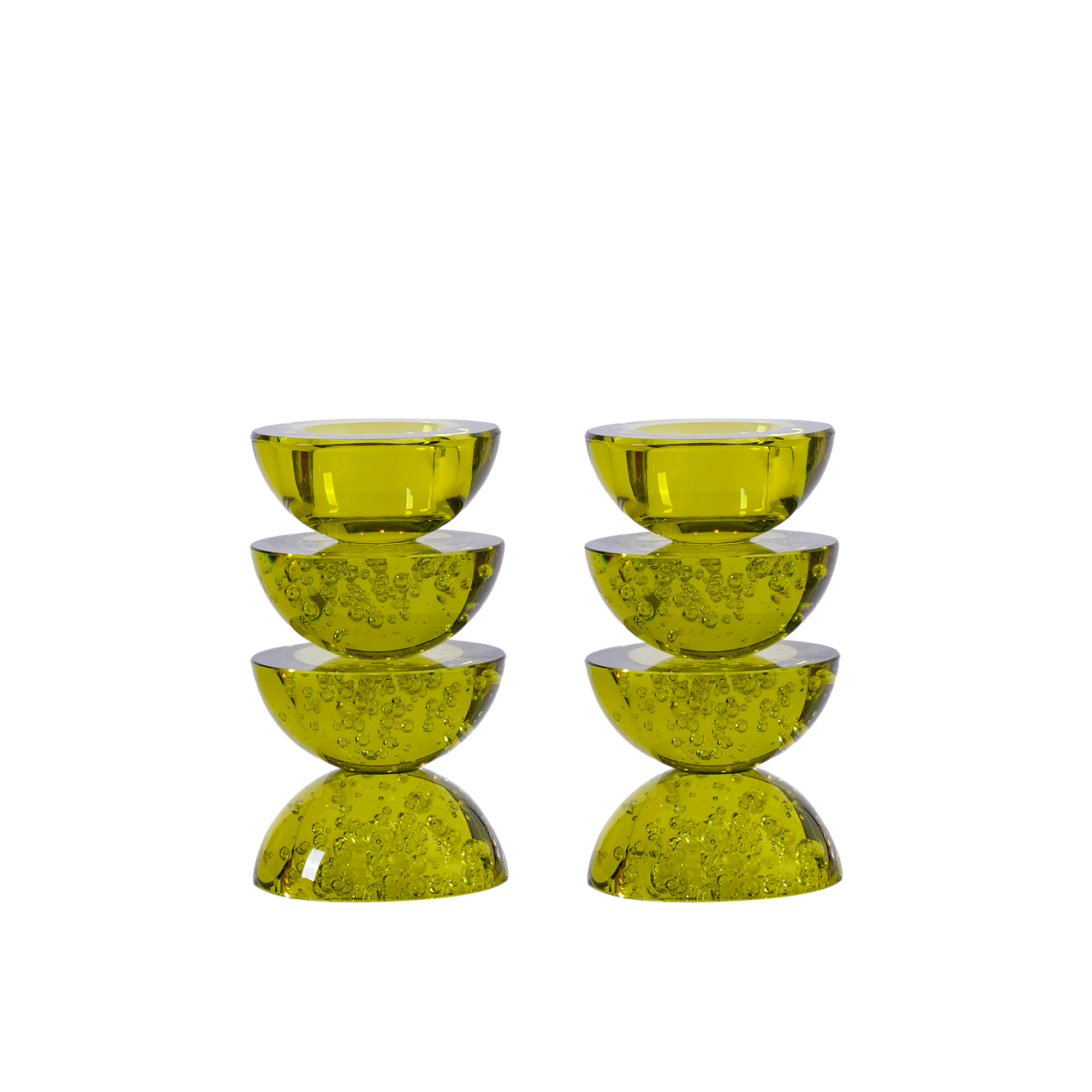 Calcite Taper Candle Holder Olive