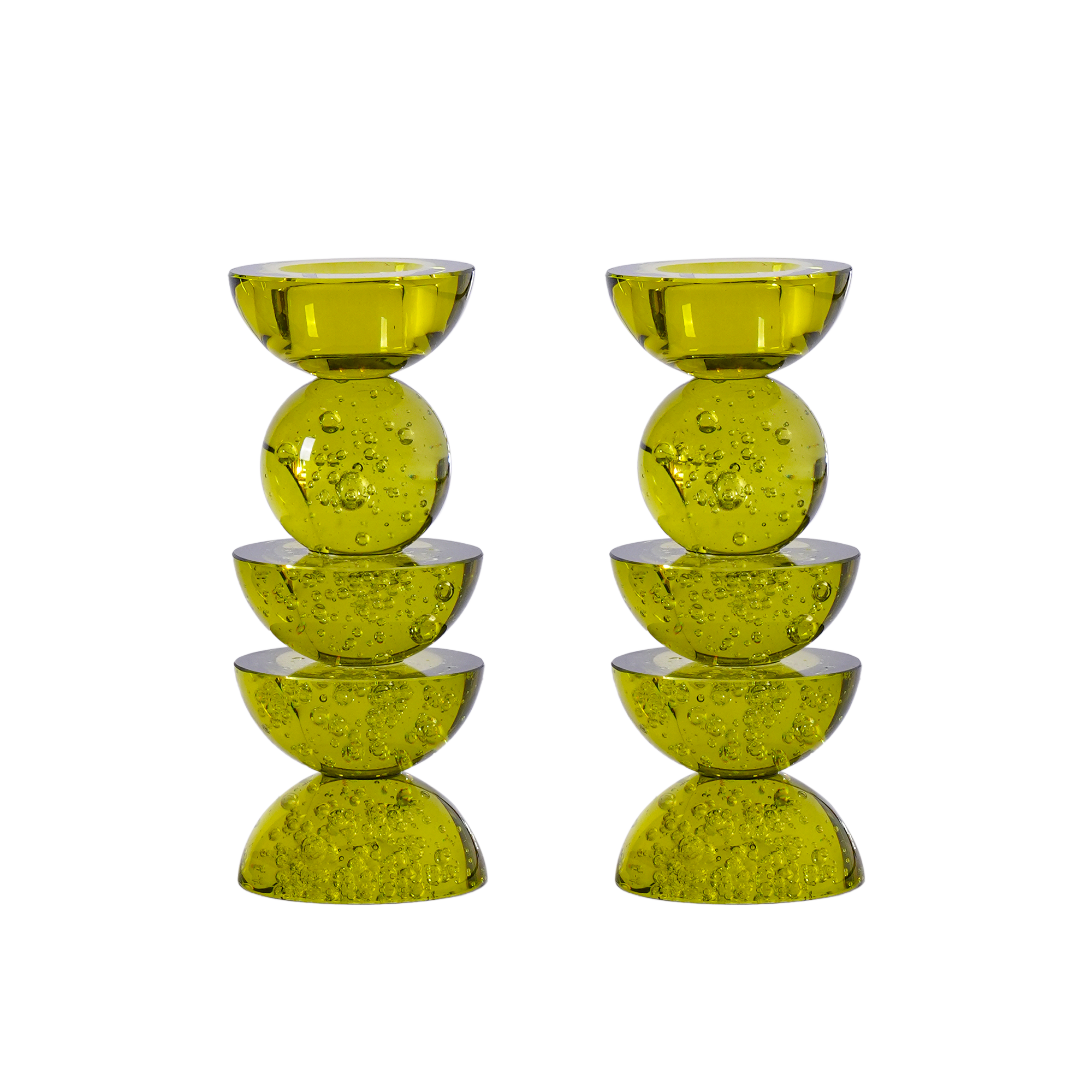 Calcite Taper Candle Holder Olive