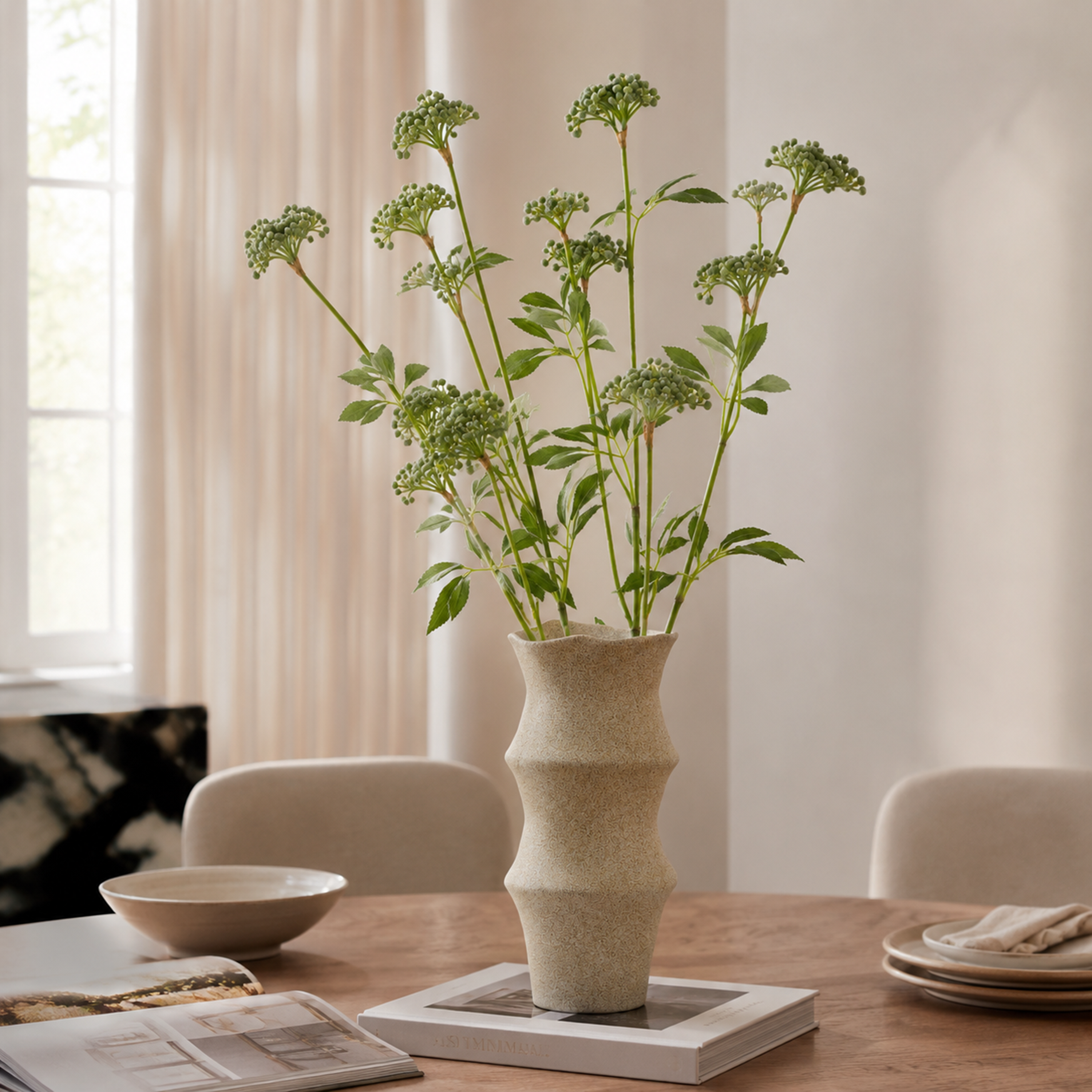 Queen Anne Lace Seed Stem Green L71.12 cm