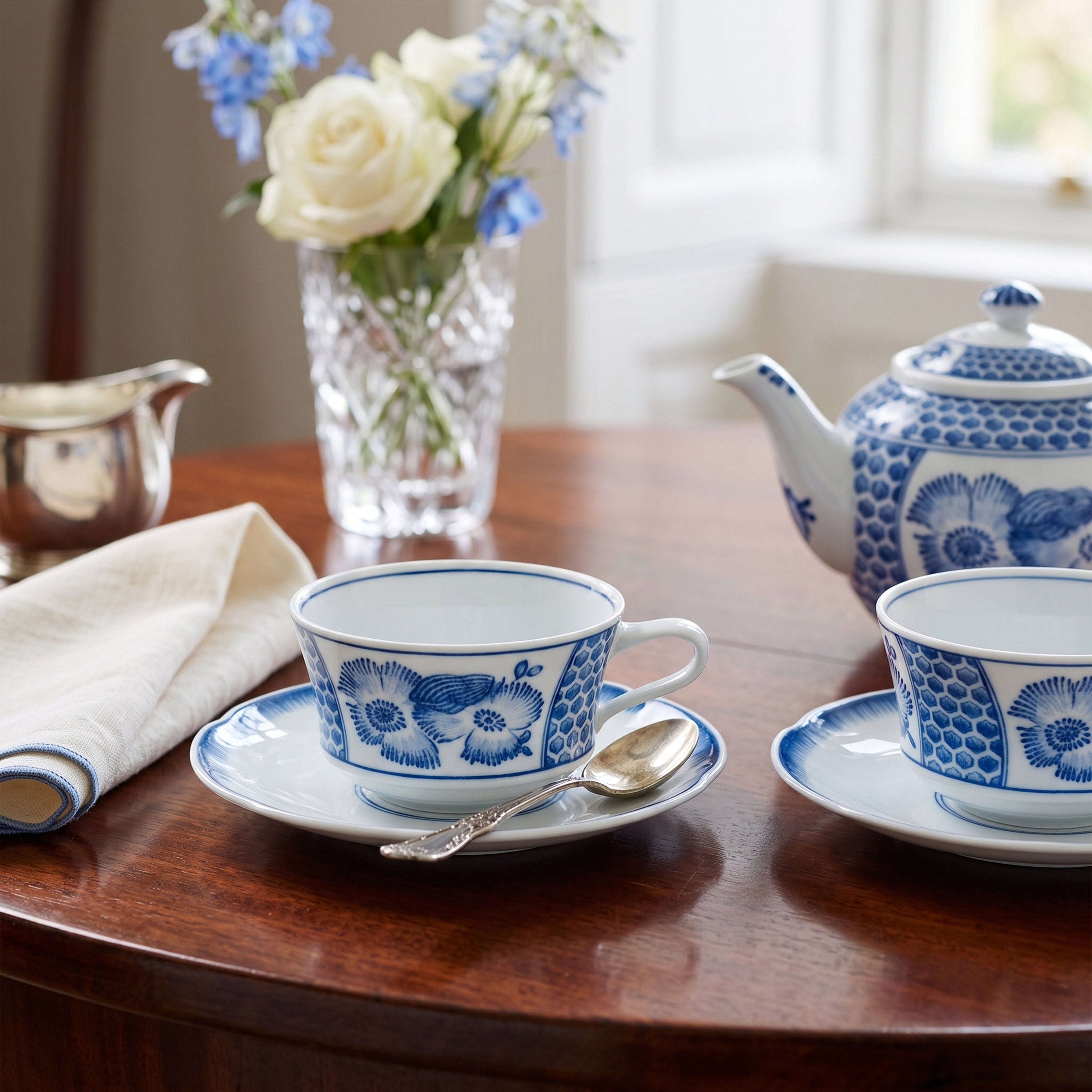 Coralina Blue Tea Cup and Saucer