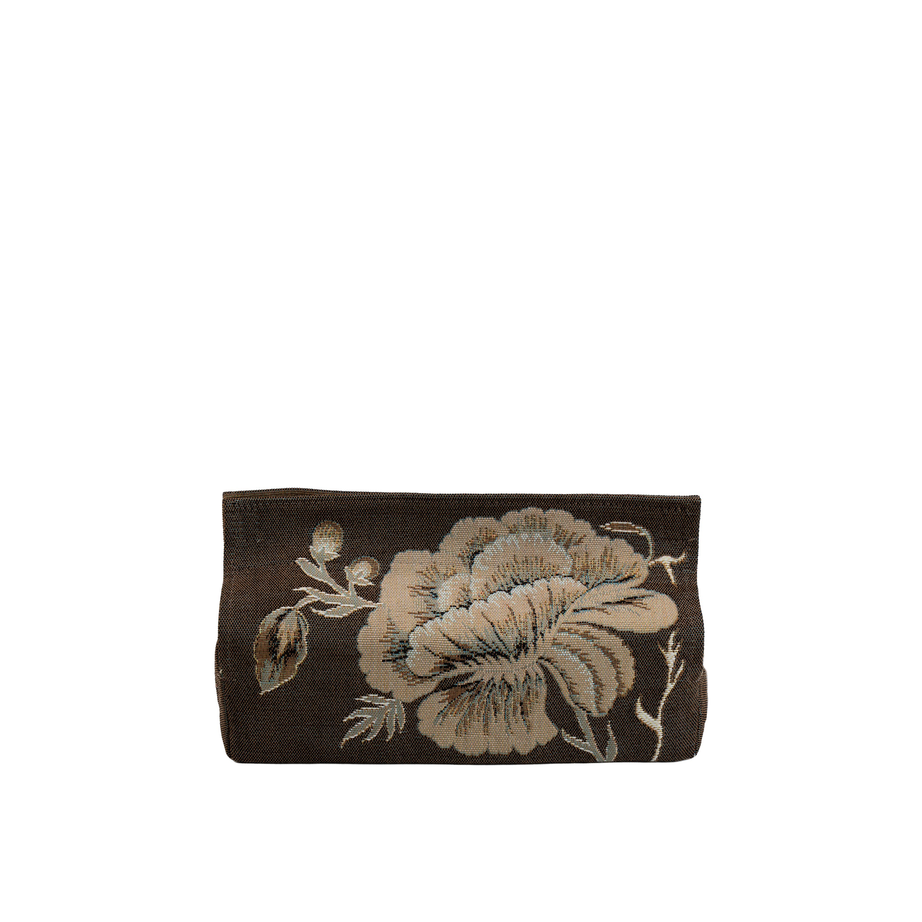Flowers Tapestry Tissue Box Brown