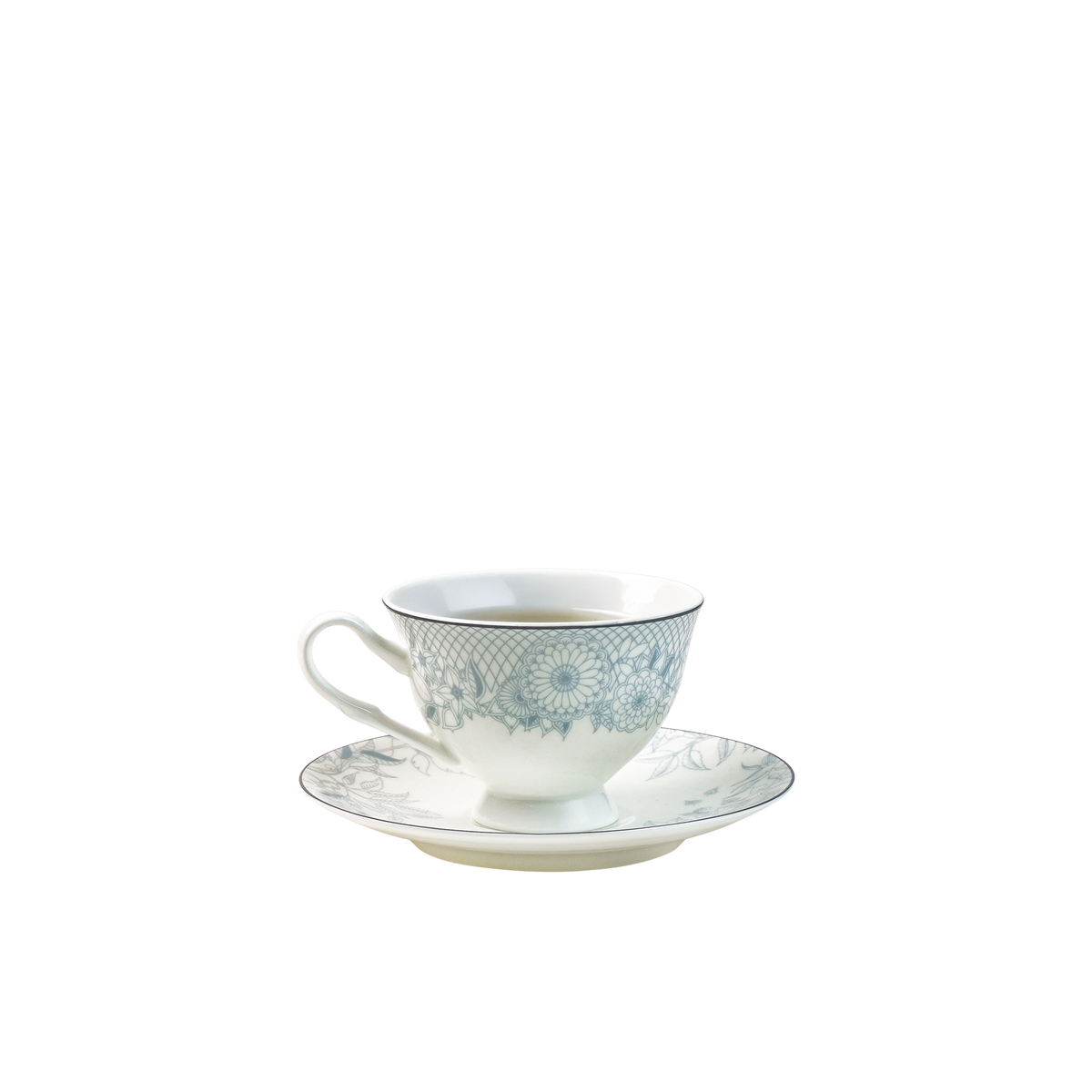 Laced Natural Tea Cup & Saucer S/2