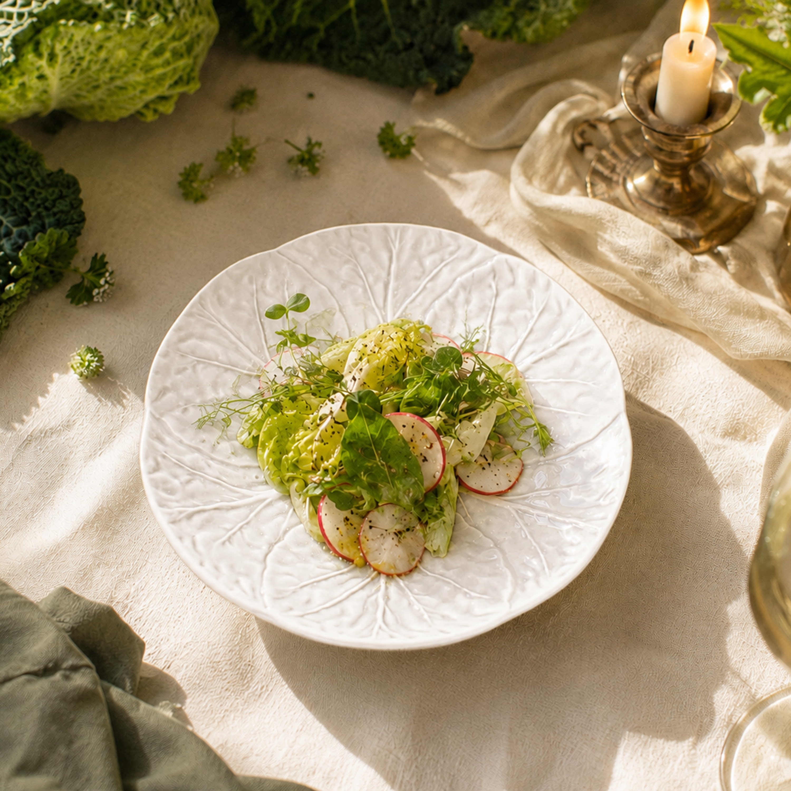 Cabbage Salad Plate White