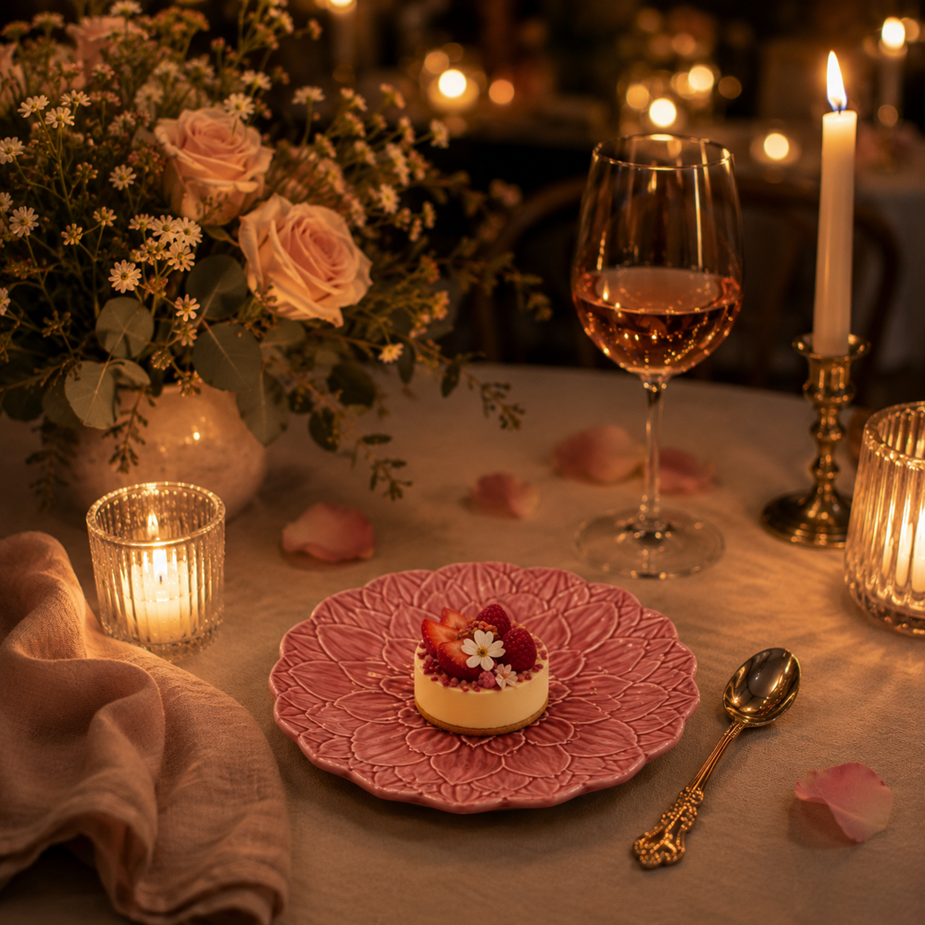 Maria Flor Dessert Plate Pink