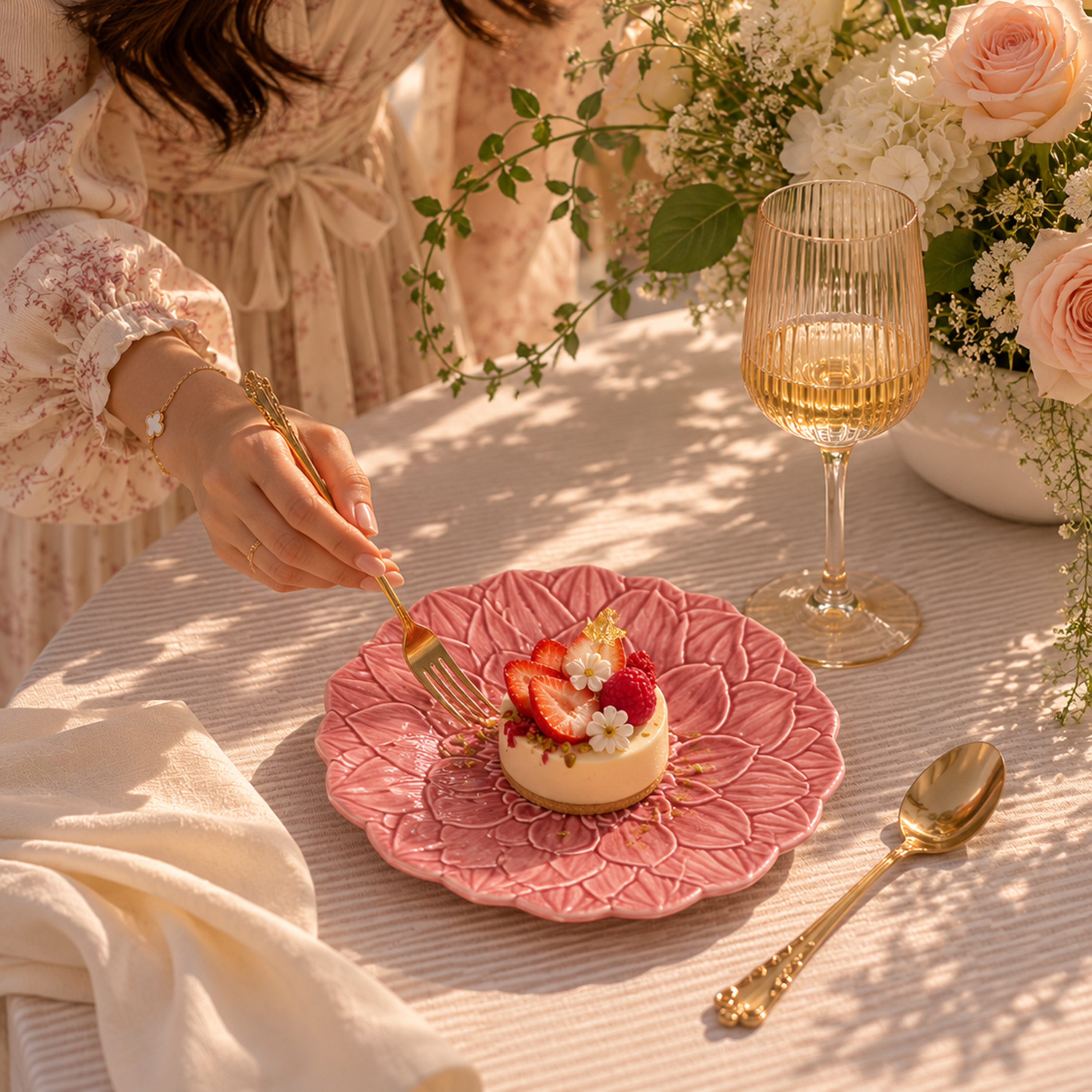 Maria Flor Dessert Plate Pink