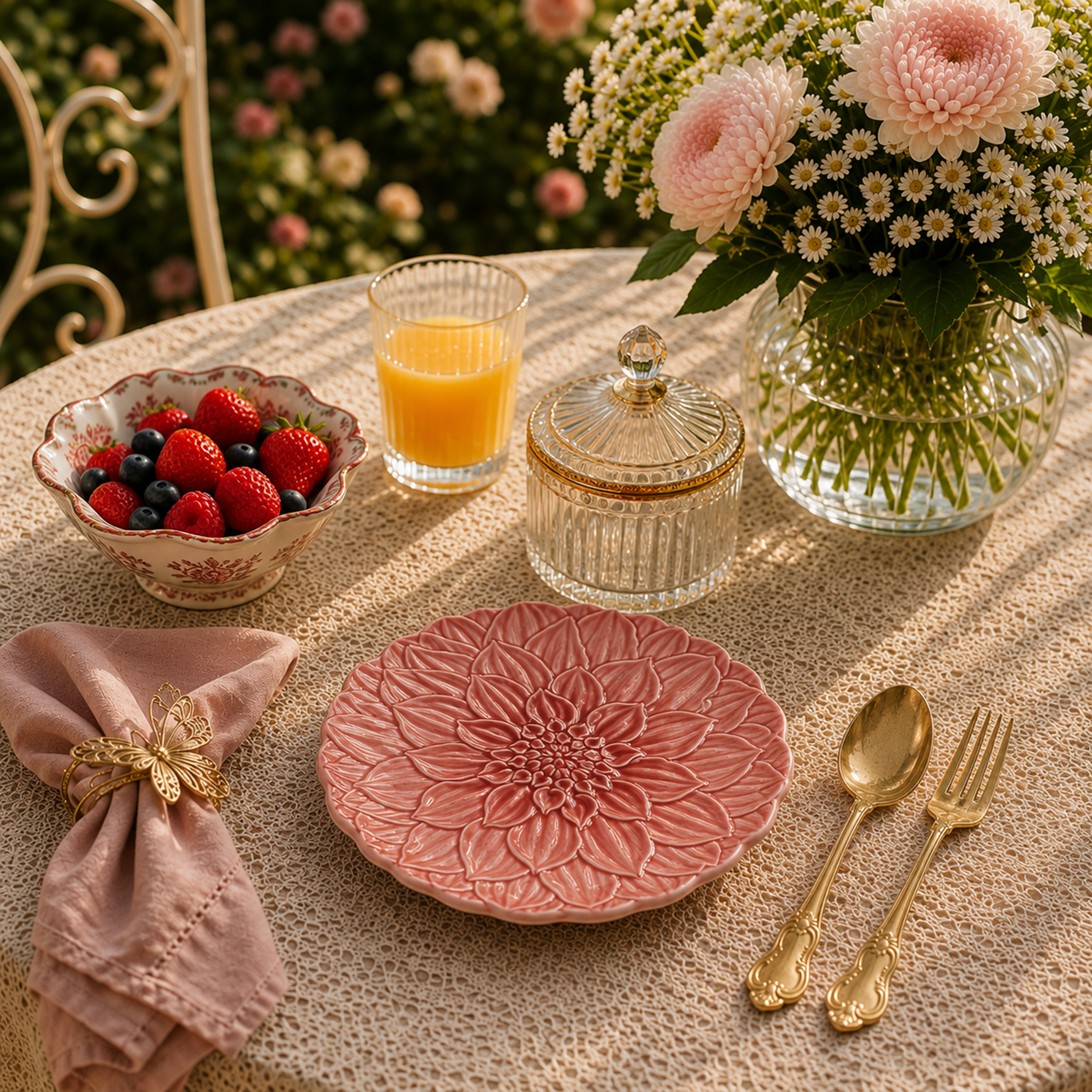 Maria Flor Dessert Plate Pink