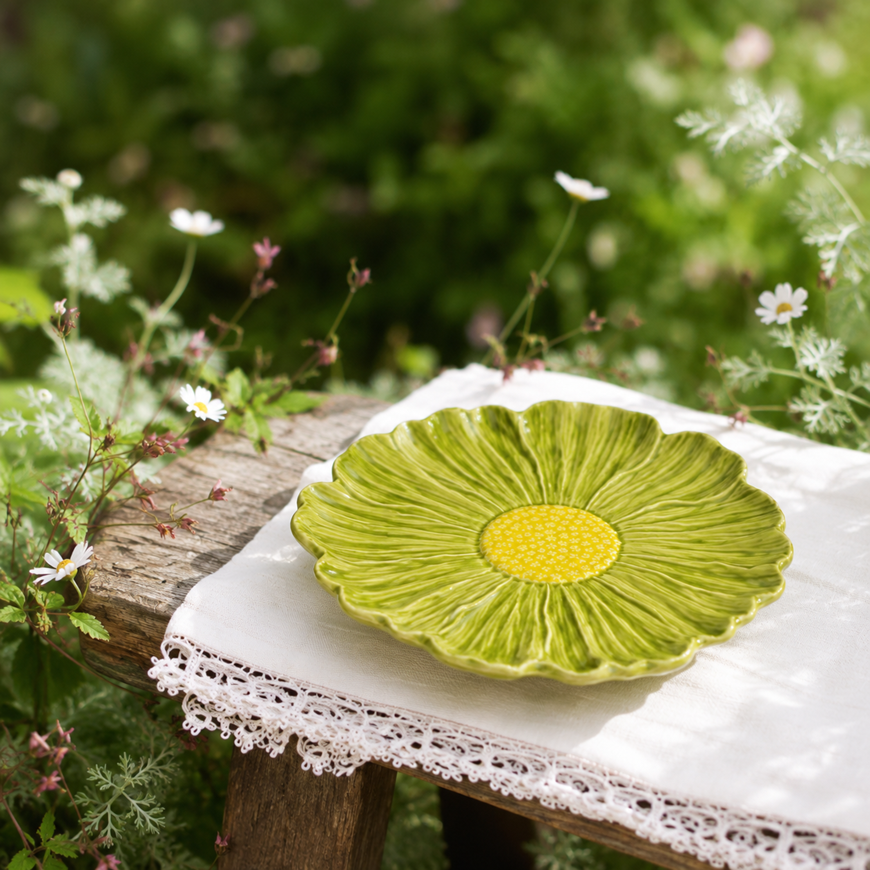 Maria Flor Dessert Plate Green