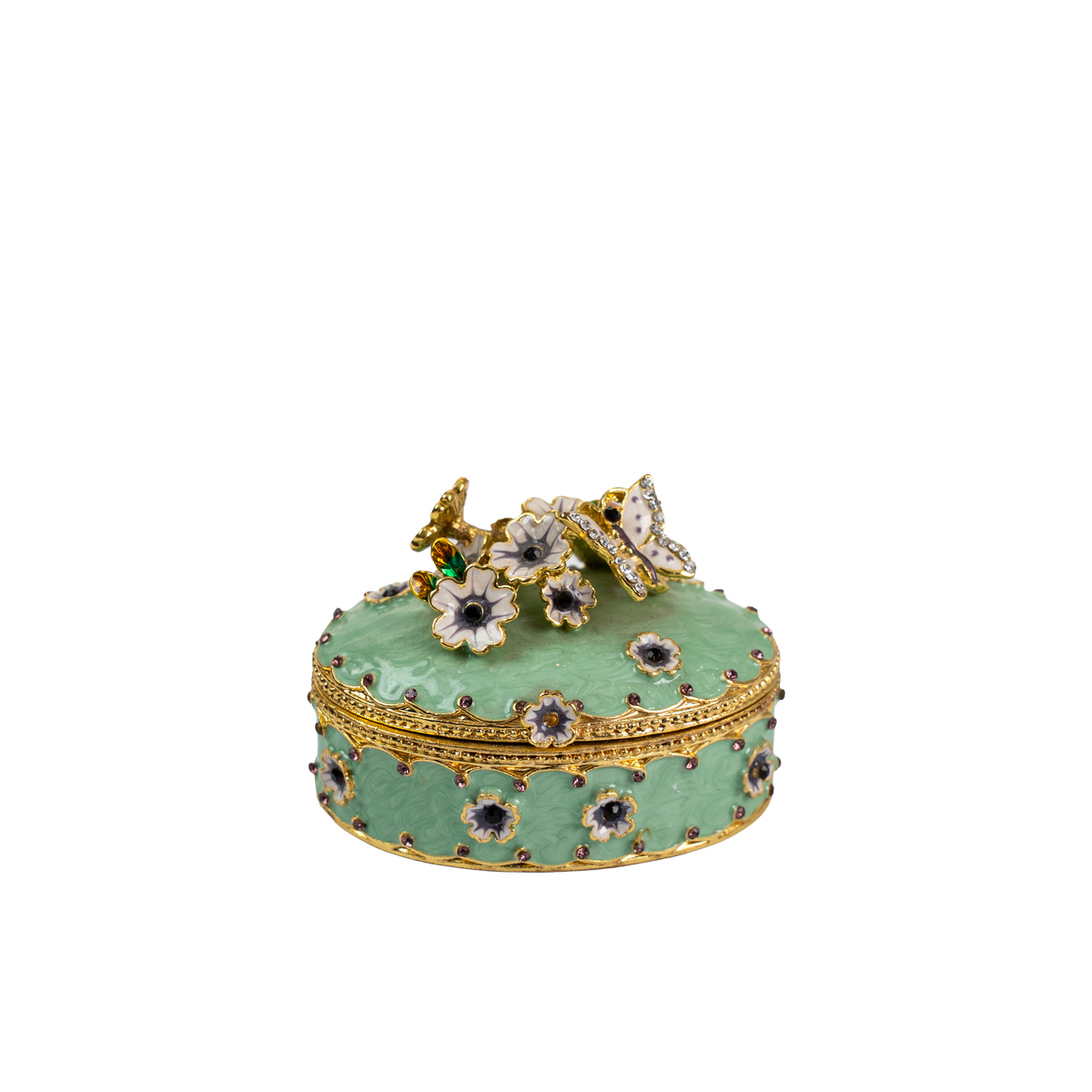 Evaa Floral Trinket Box Green