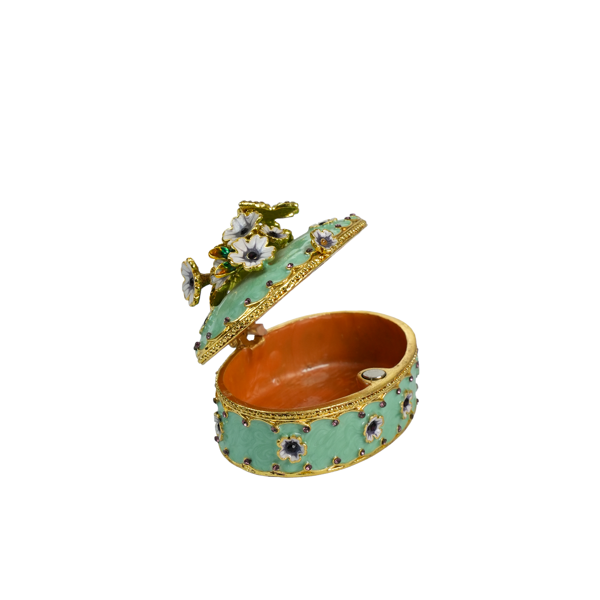Evaa Floral Trinket Box Green