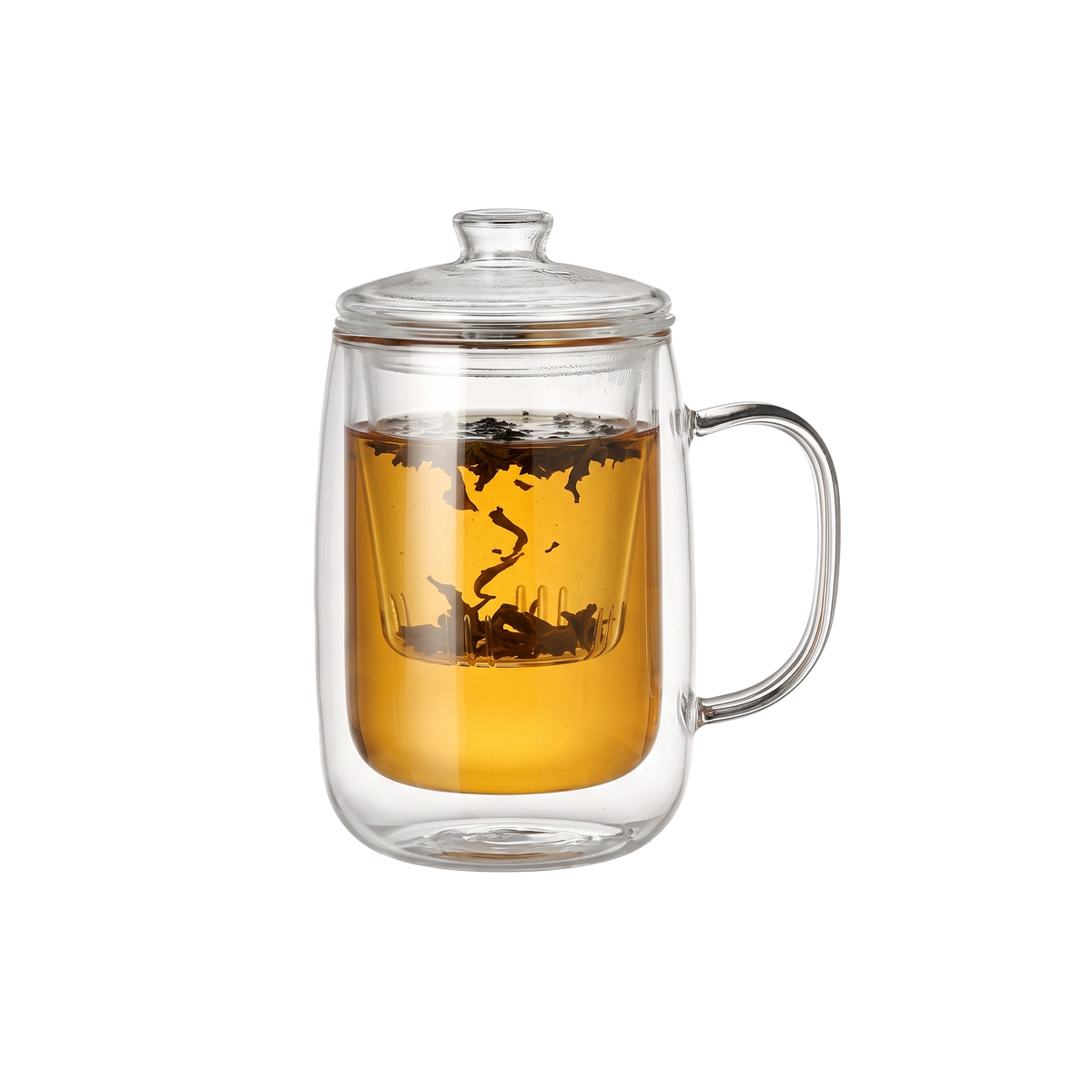 Thermic Double-Walled glass Mug with Tea Strainer 295ml