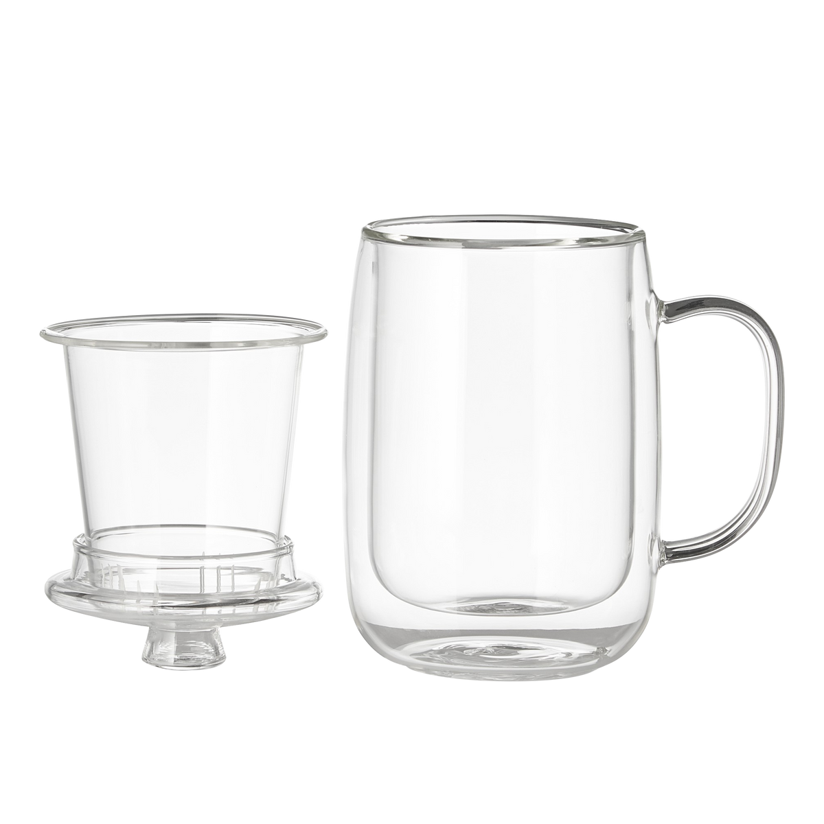 Thermic Double-Walled glass Mug with Tea Strainer 295ml