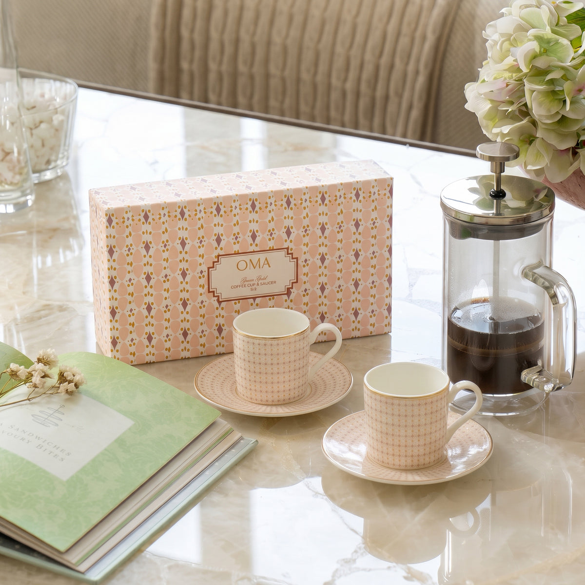 Grace Gold Espresso Cup & Saucer S/2