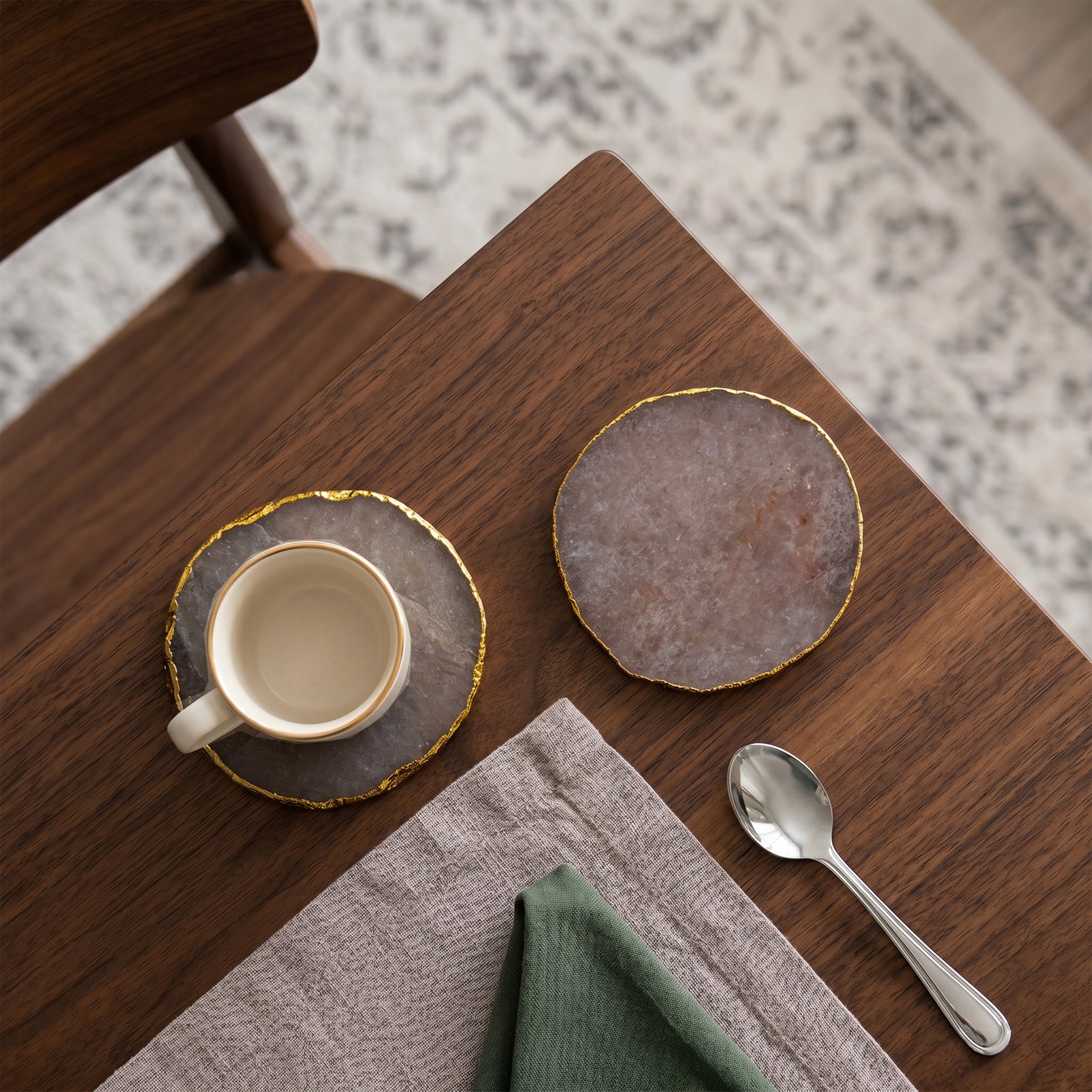 Drip Smoky Quartz Coaster S/2