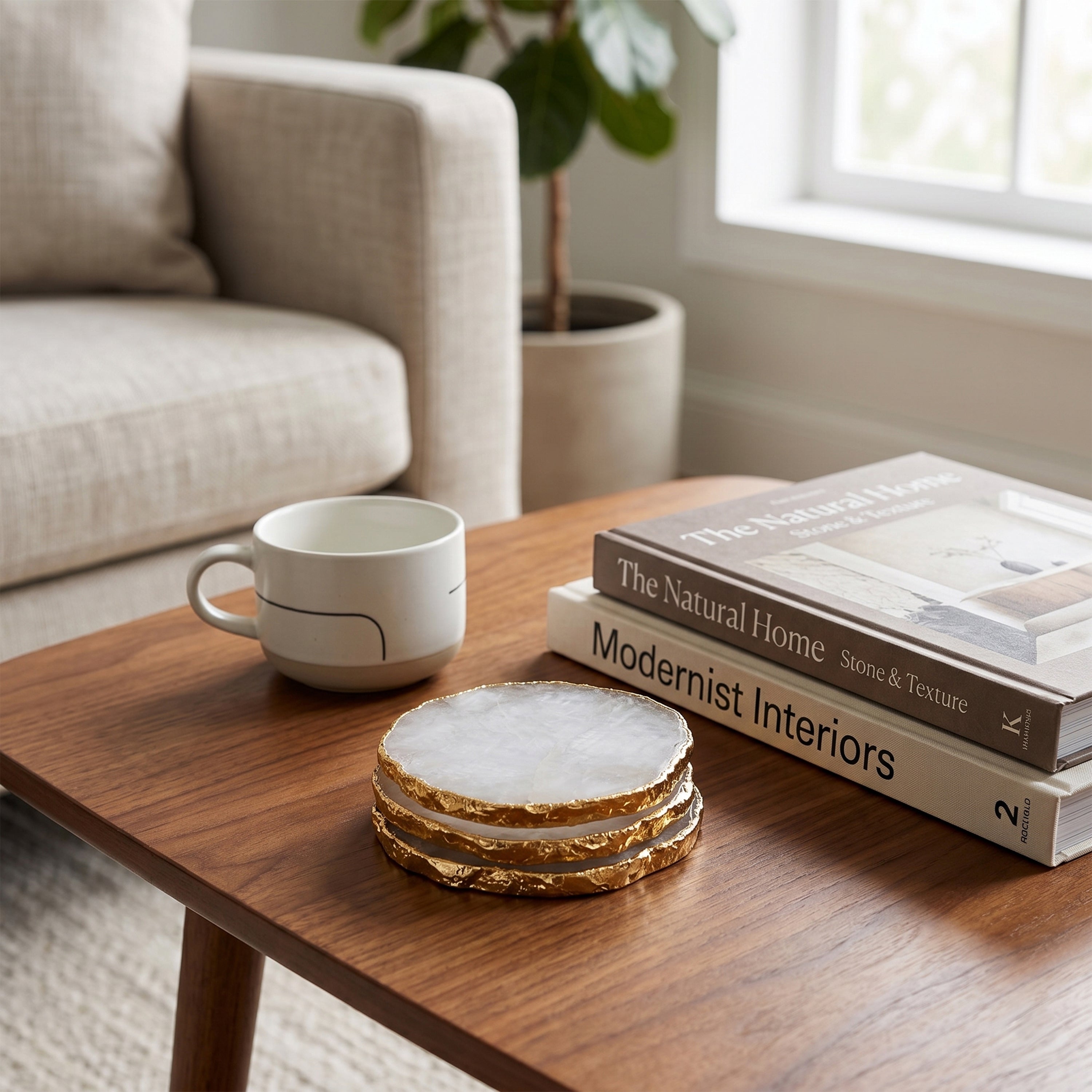 Drip Crystal Quartz Coaster S/2