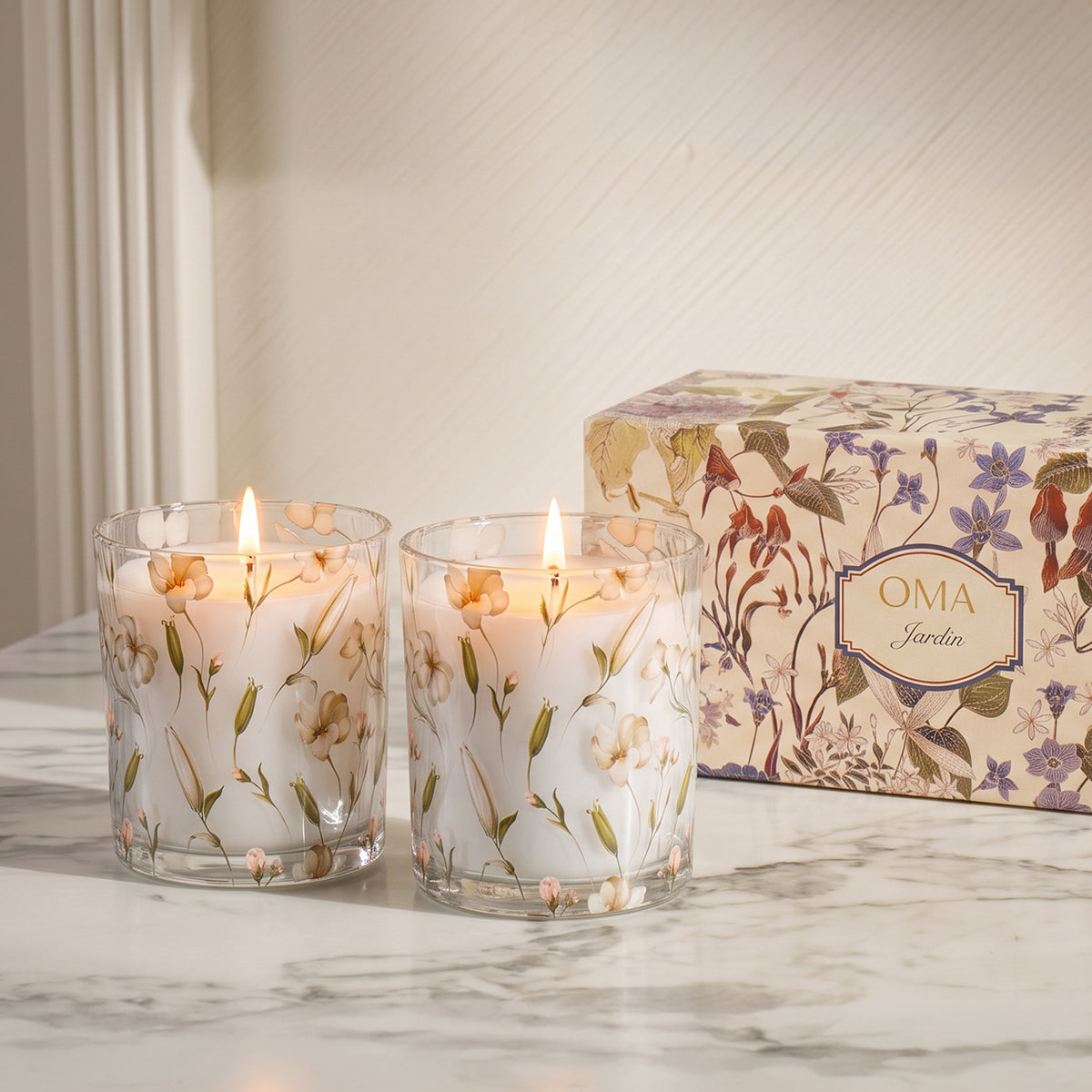 Jardin Night Gardenia Scented Candle S/2