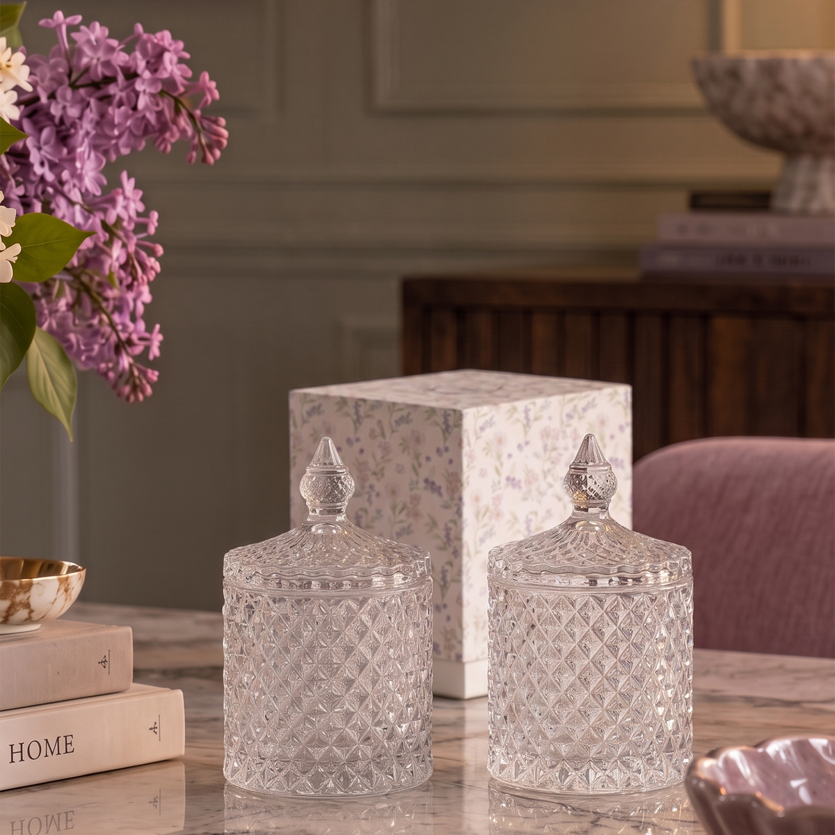 Hobnail Candy Jar S/2