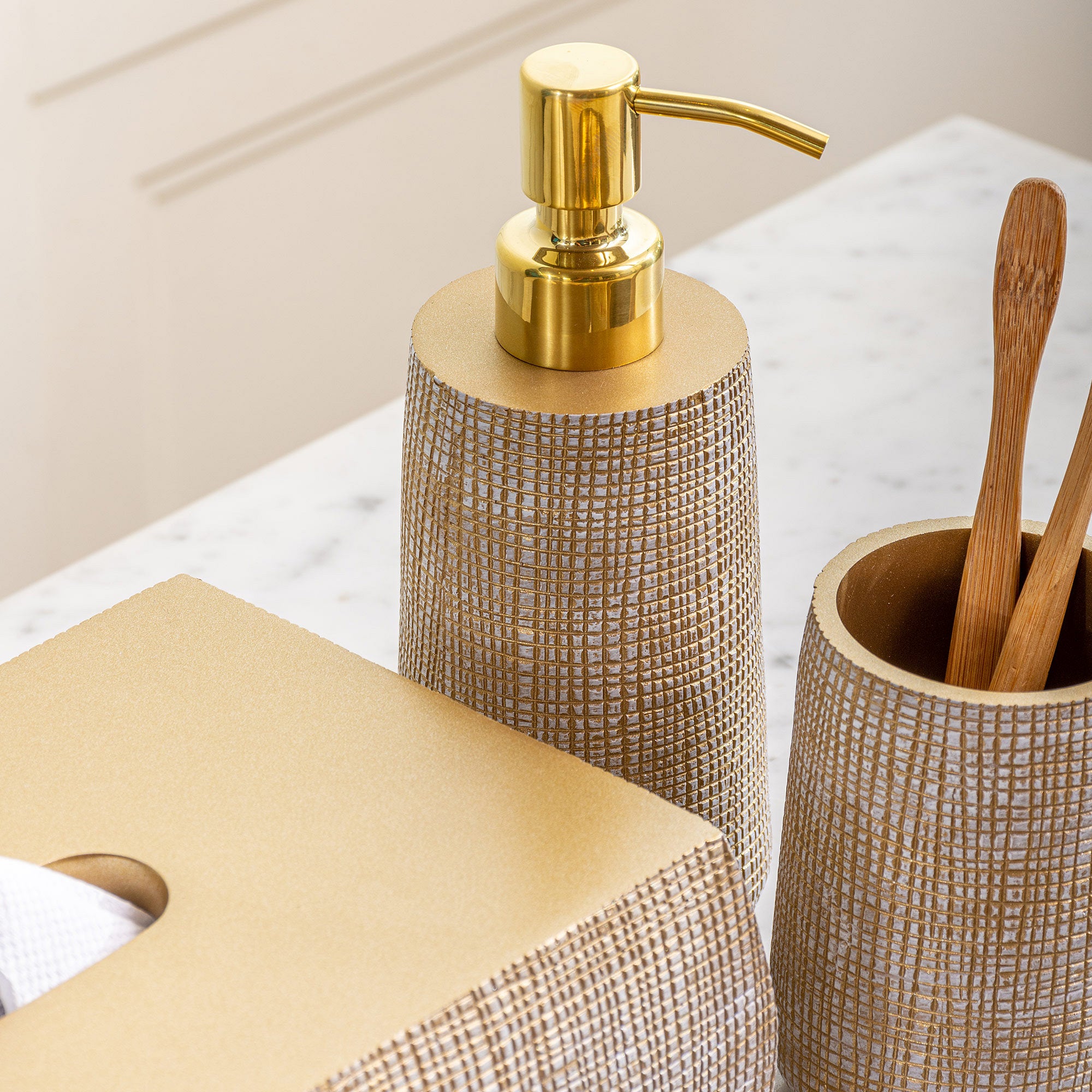 Woven Gold Soap Dispenser