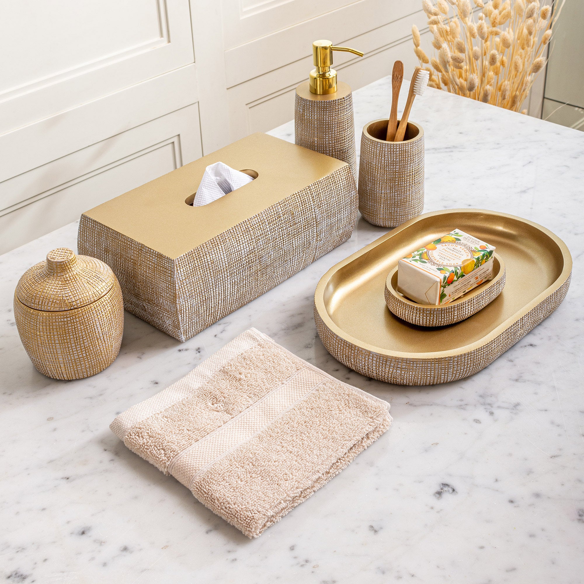 Woven Gold Soap Dispenser