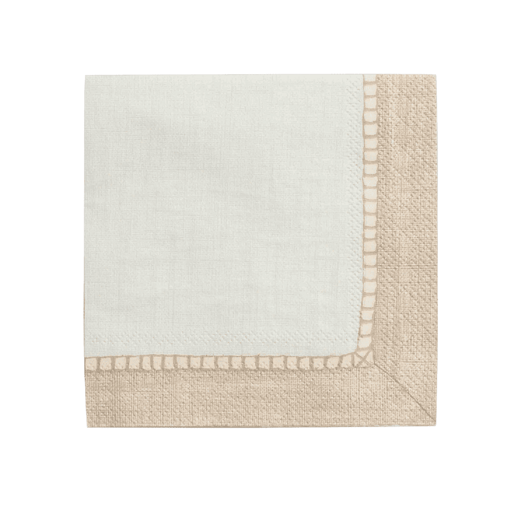 Linen Border Cocktail Napkins In Natural, Set Of 20
