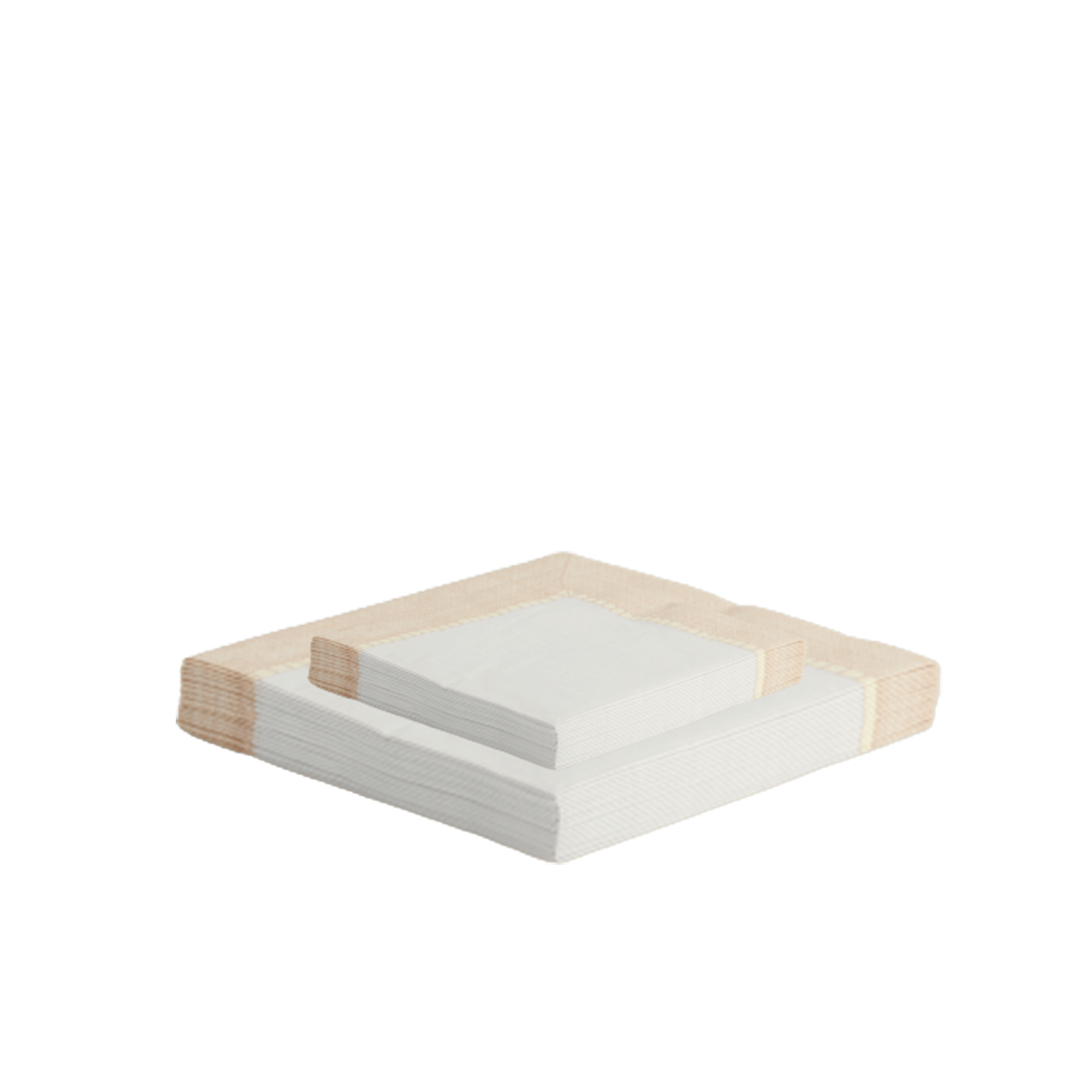 Linen Border Cocktail Napkins In Natural, Set Of 20