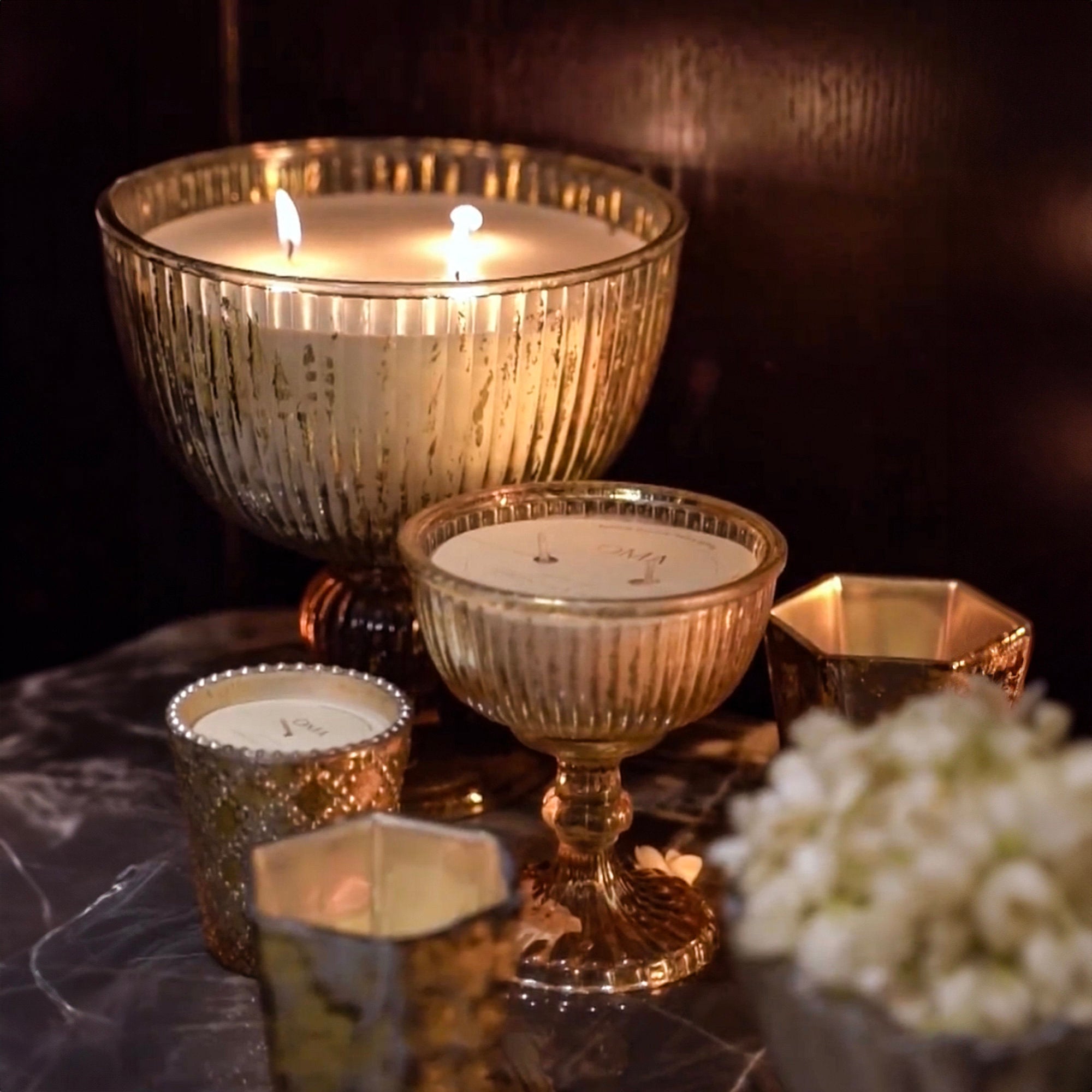 Pedestal Antique Gold T-Light Candle Holder