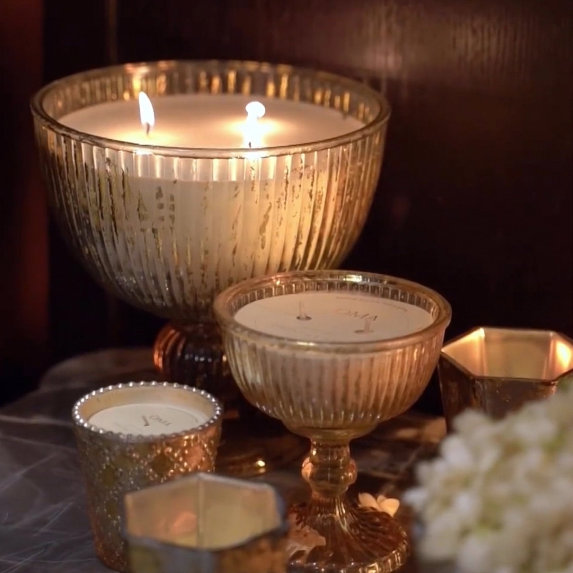 Pedestal Antique Gold T-Light Candle Holder